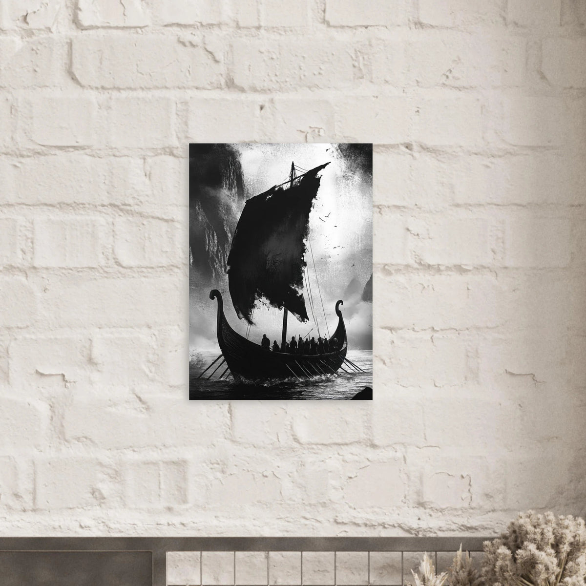 The Ghostly Viking Longship Dark Nordic Ink Met - Shop Ai Art WebShop - Digital Art online Store
