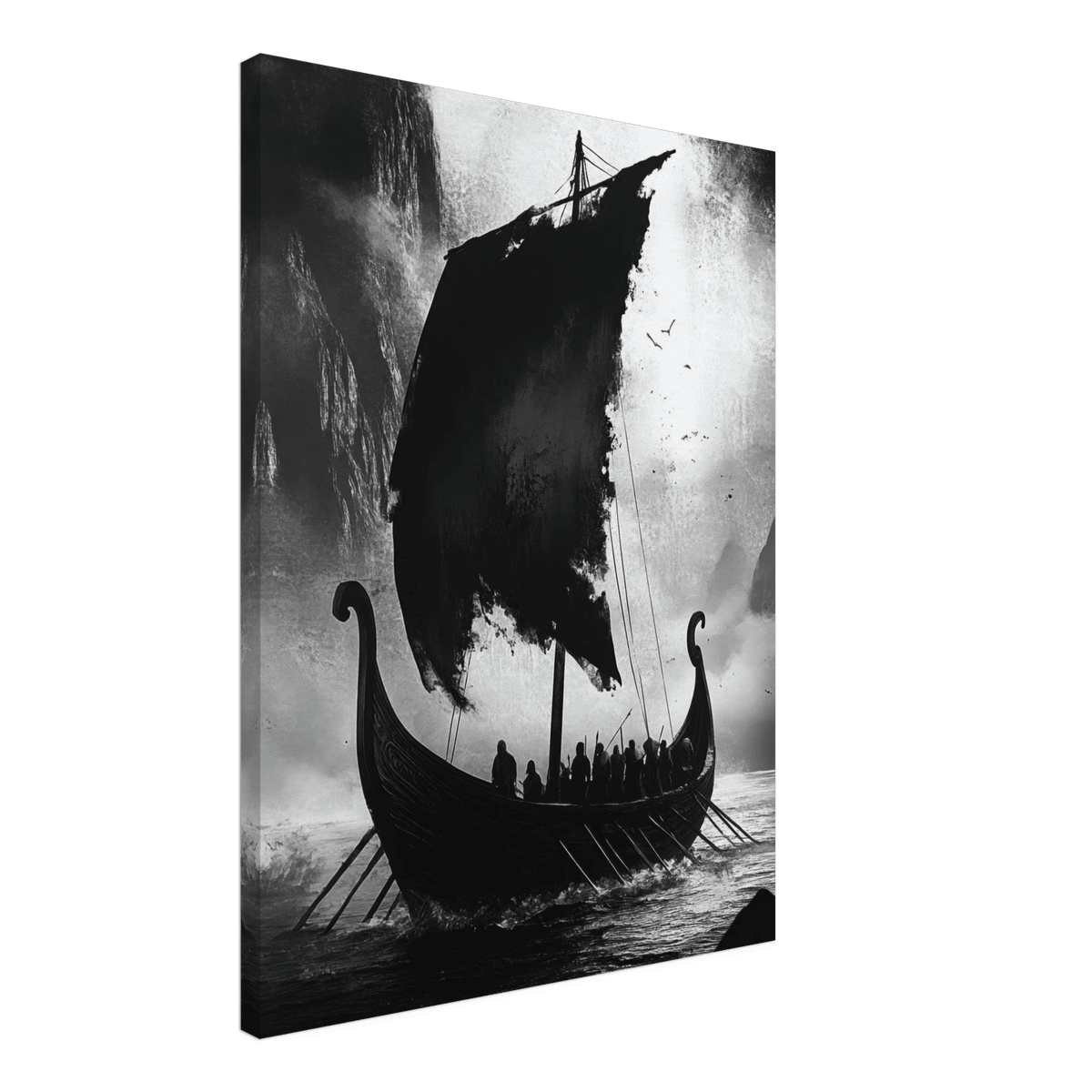 The Ghostly Viking Longship Dark Nordic Ink Met - Shop Ai Art WebShop - Digital Art online Store