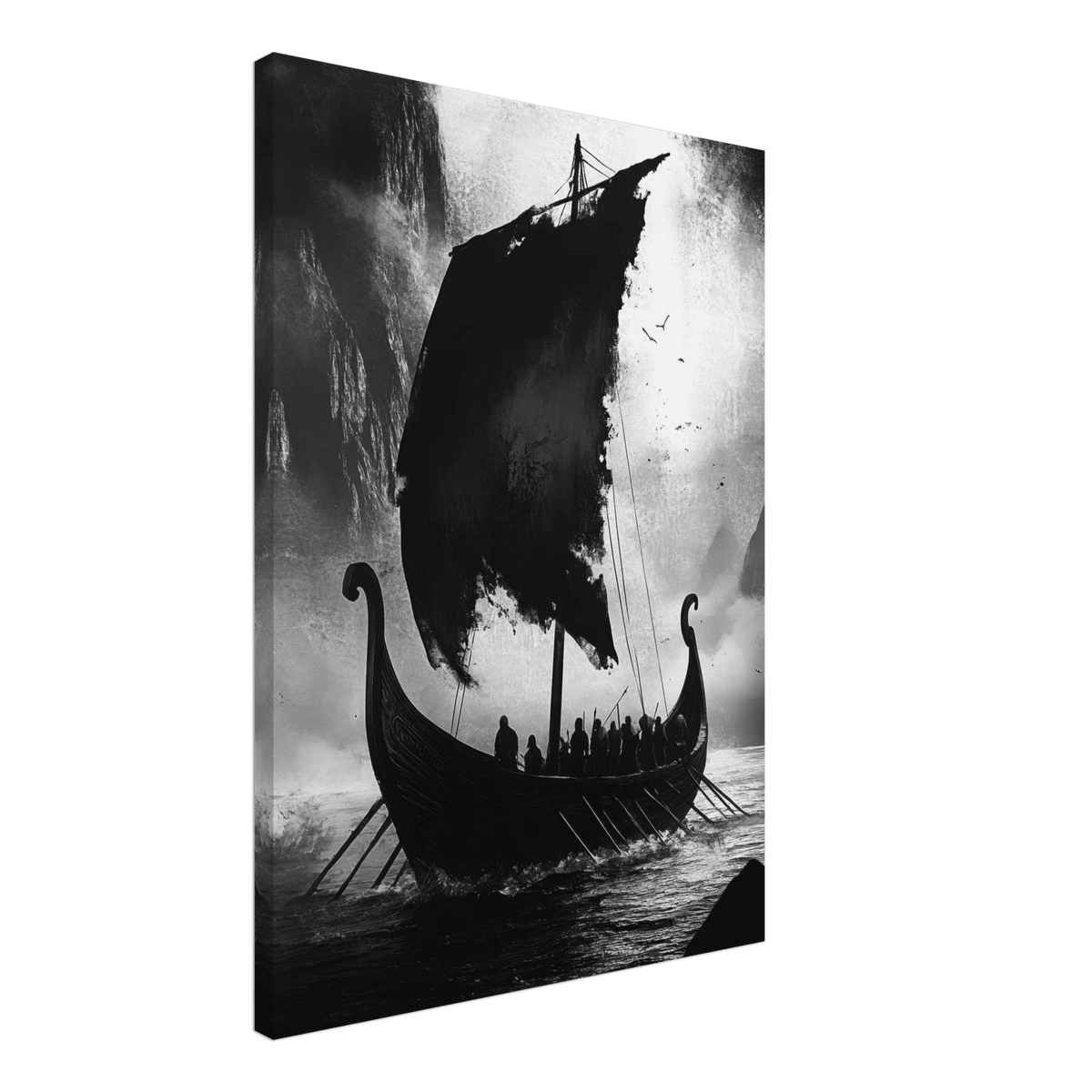 The Ghostly Viking Longship Dark Nordic Ink Met - Shop Ai Art WebShop - Digital Art online Store