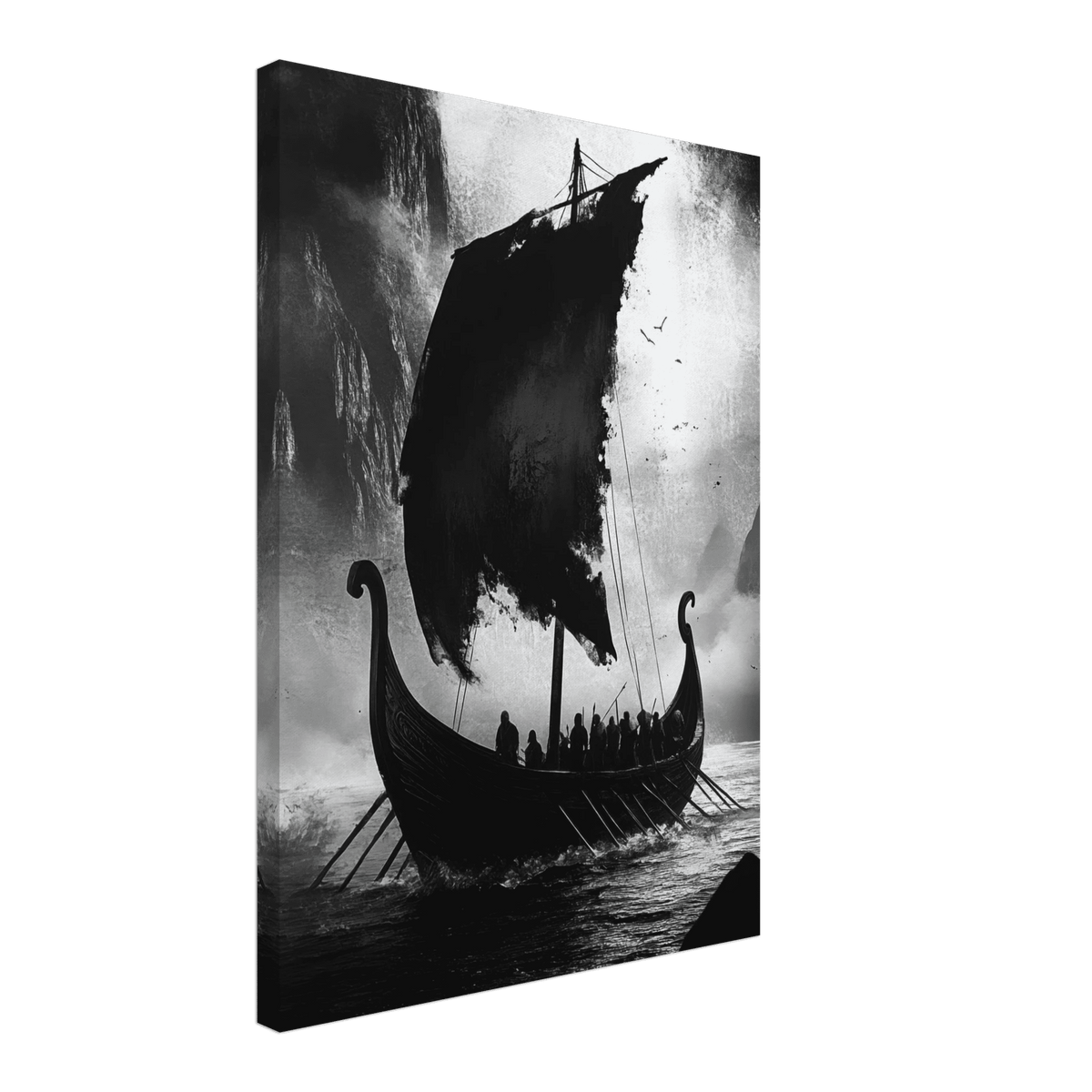 The Ghostly Viking Longship Dark Nordic Ink Met - Shop Ai Art WebShop - Digital Art online Store