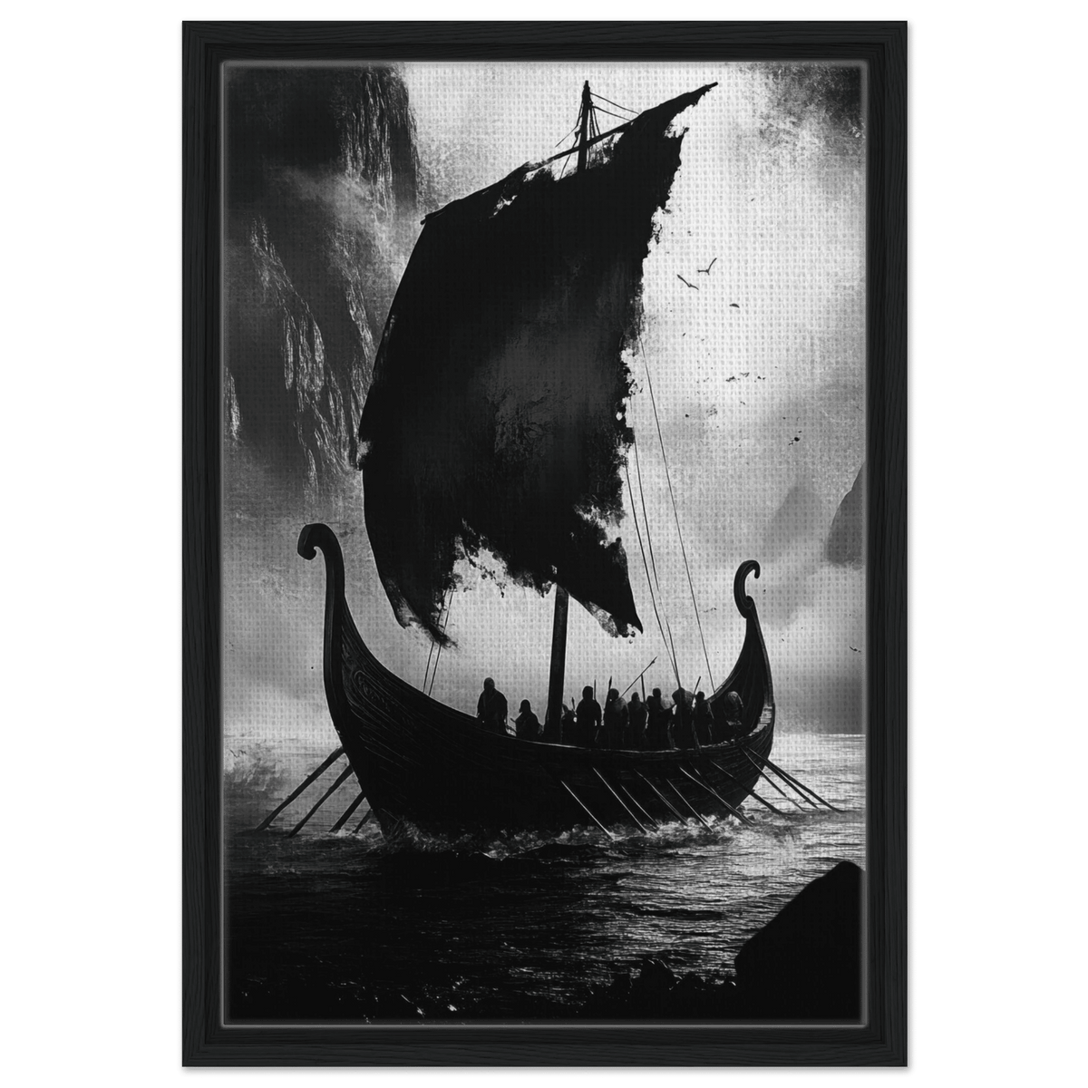 The Ghostly Viking Longship Dark Nordic Ink Met - Shop Ai Art WebShop - Digital Art online Store