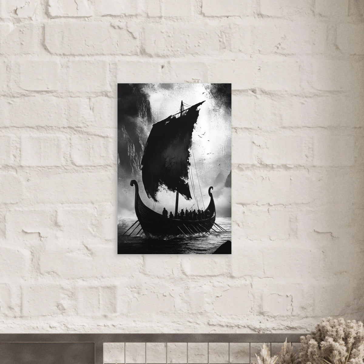 The Ghostly Viking Longship Dark Nordic Ink Met - Shop Ai Art WebShop - Digital Art online Store