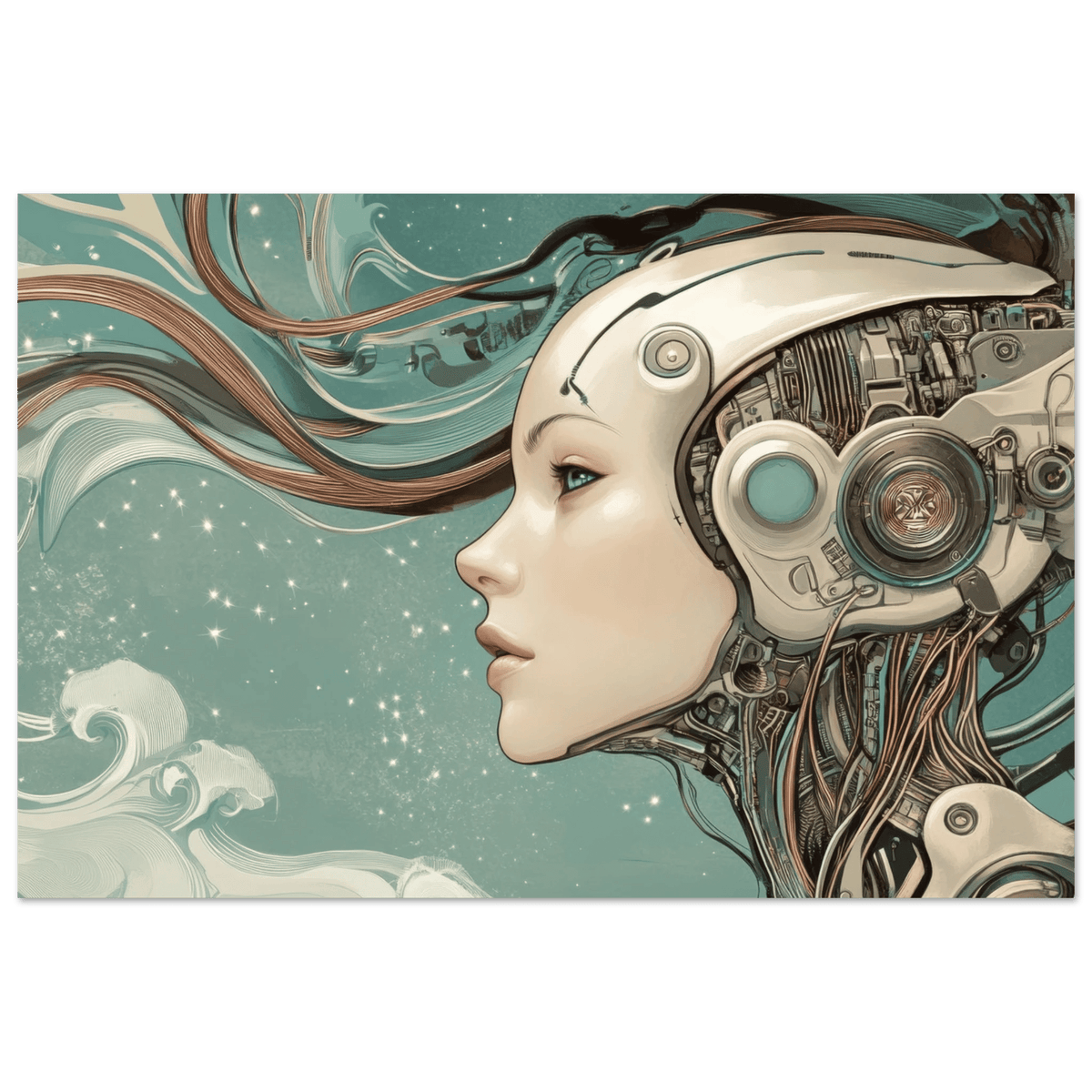 The Mechanical Siren A portrait of an android - Shop Ai Art WebShop - Digital Art online Store