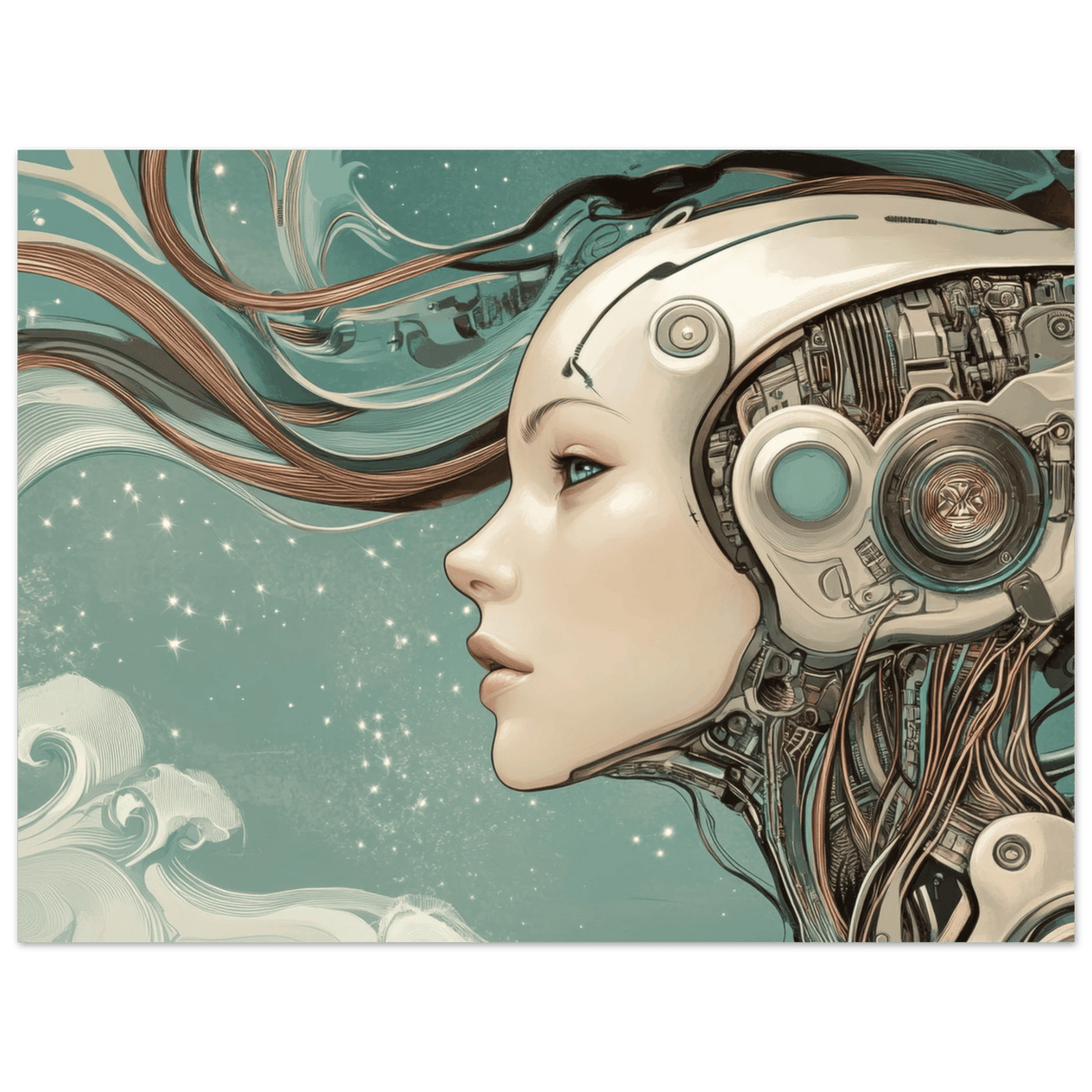 The Mechanical Siren A portrait of an android - Shop Ai Art WebShop - Digital Art online Store