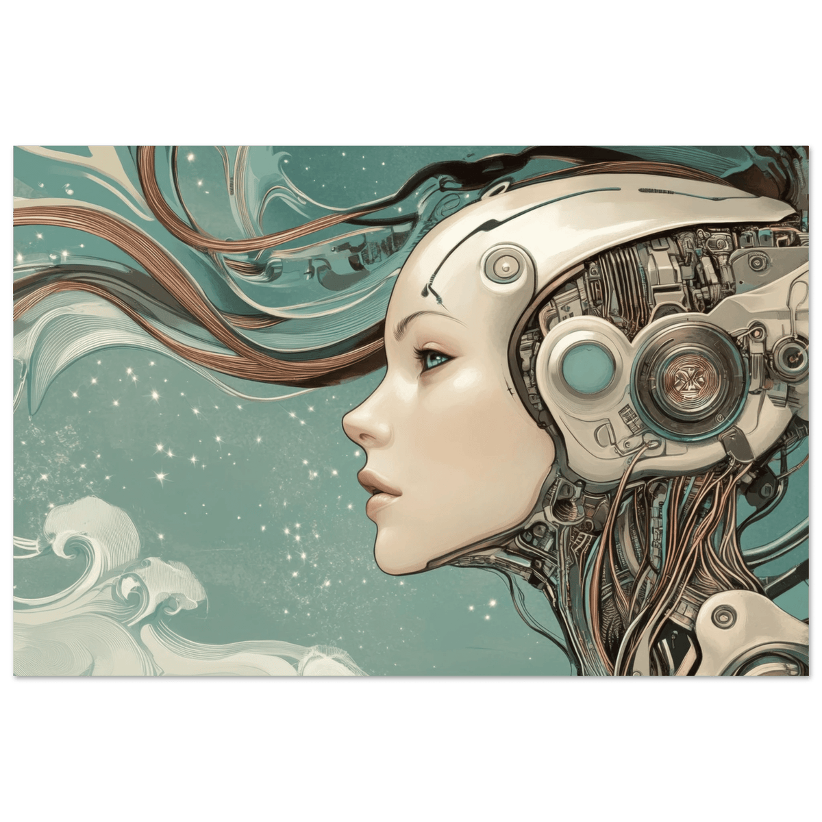 The Mechanical Siren A portrait of an android - Shop Ai Art WebShop - Digital Art online Store