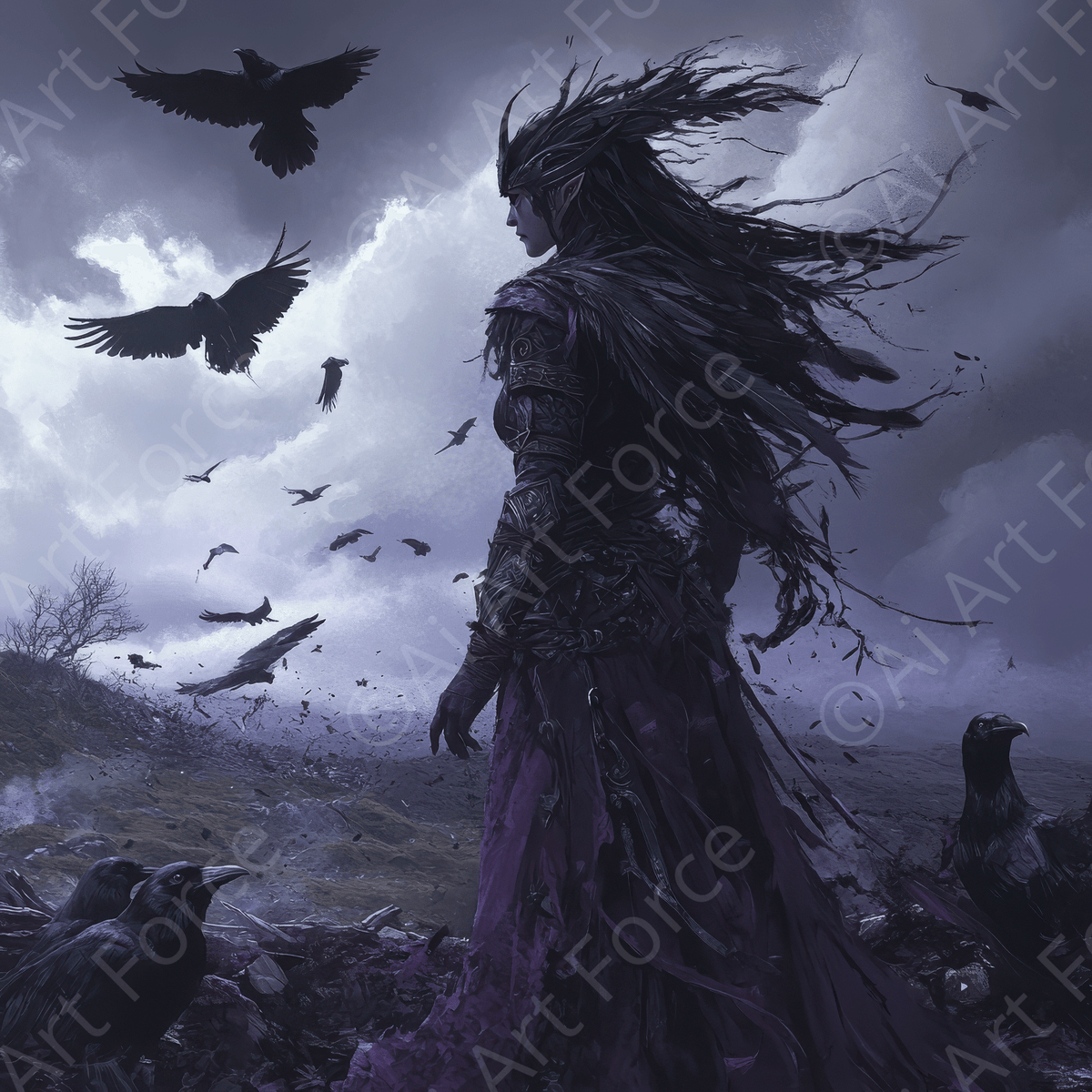 The Morrigan Over a Battlefield 4 - Shop Ai Art WebShop - Digital Art online Store