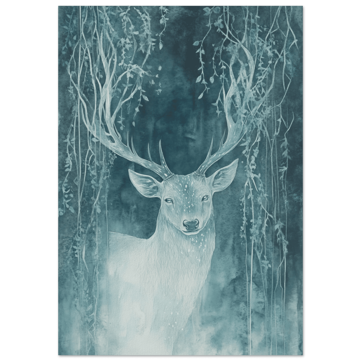 The Silver Stag of the Enchanted Glade Fantasy 3 - Shop Ai Art WebShop - Digital Art online Store