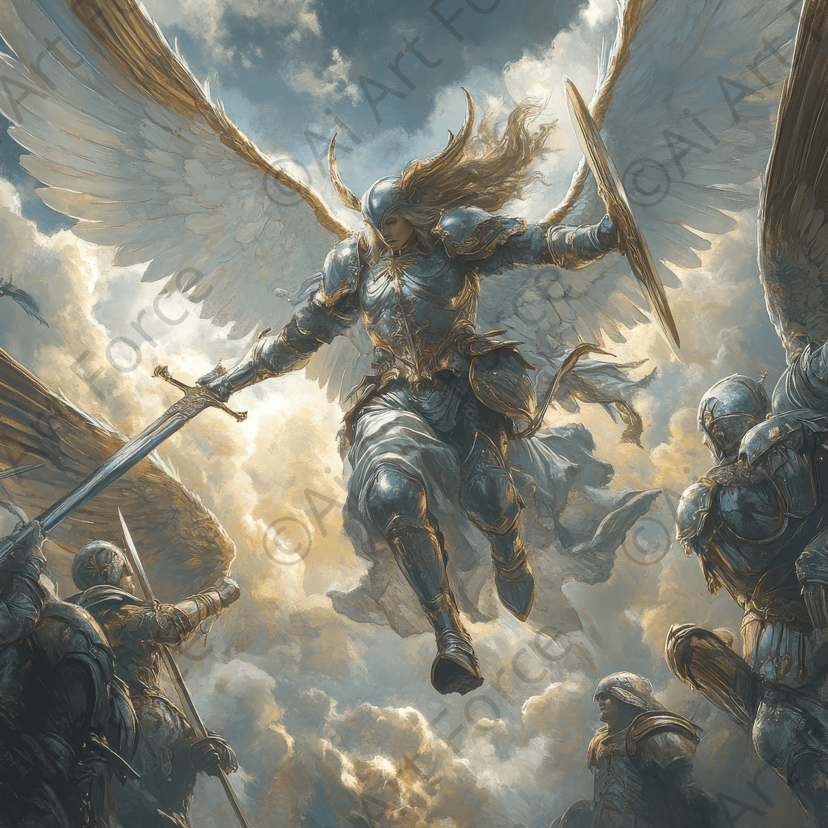 The Valkyries Escorting Fallen Warriors 2 - Shop Ai Art WebShop - Digital Art online Store