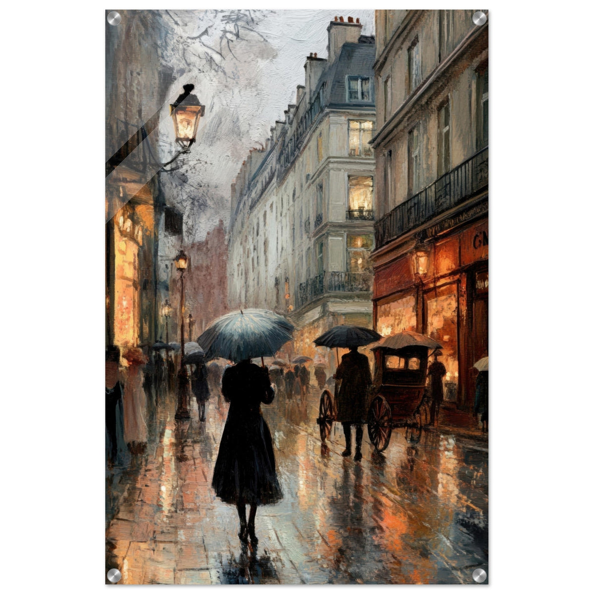 Urban Rain Scene A rainy Parisian street - Shop Ai Art WebShop - Digital Art online Store