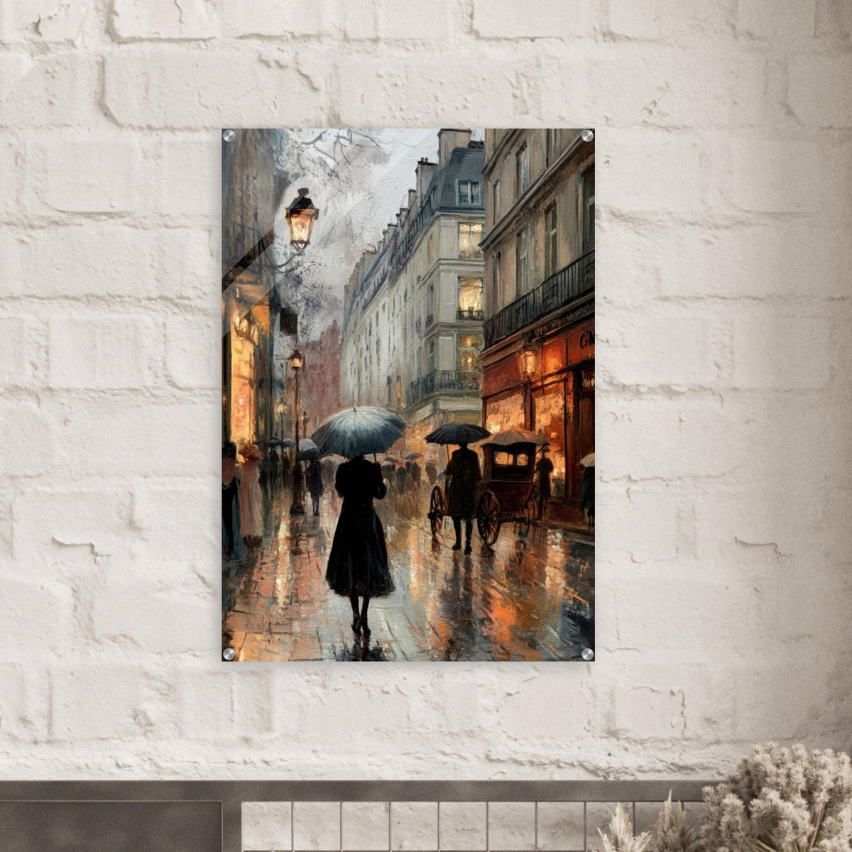 Urban Rain Scene A rainy Parisian street - Shop Ai Art WebShop - Digital Art online Store