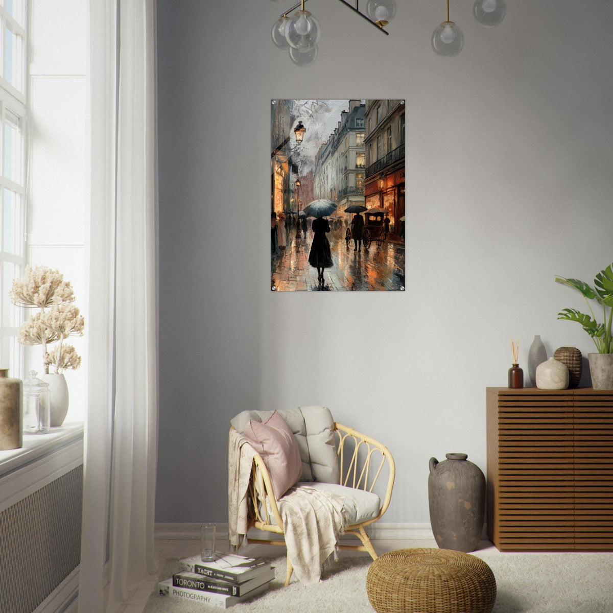 Urban Rain Scene A rainy Parisian street - Shop Ai Art WebShop - Digital Art online Store