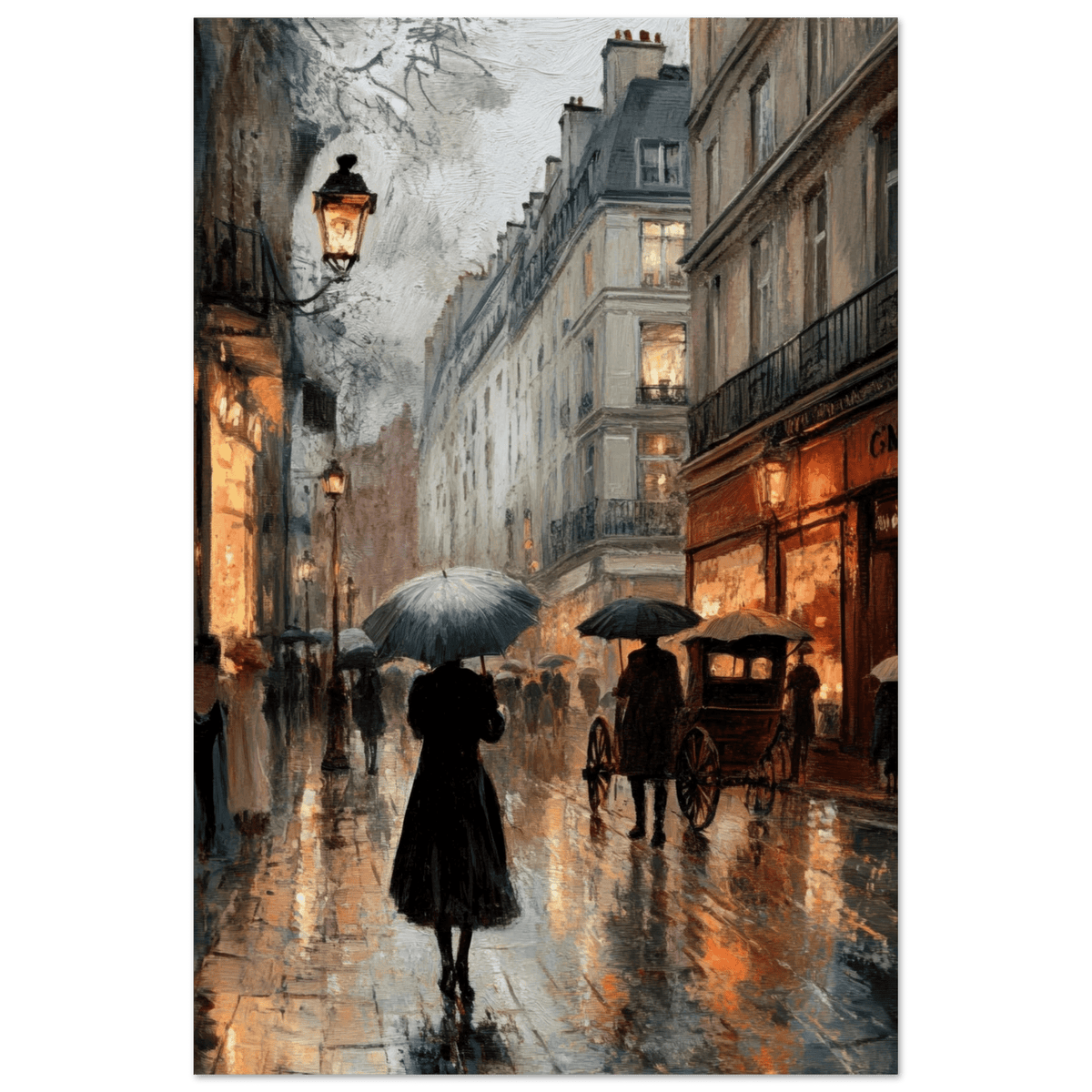 Urban Rain Scene A rainy Parisian street - Shop Ai Art WebShop - Digital Art online Store
