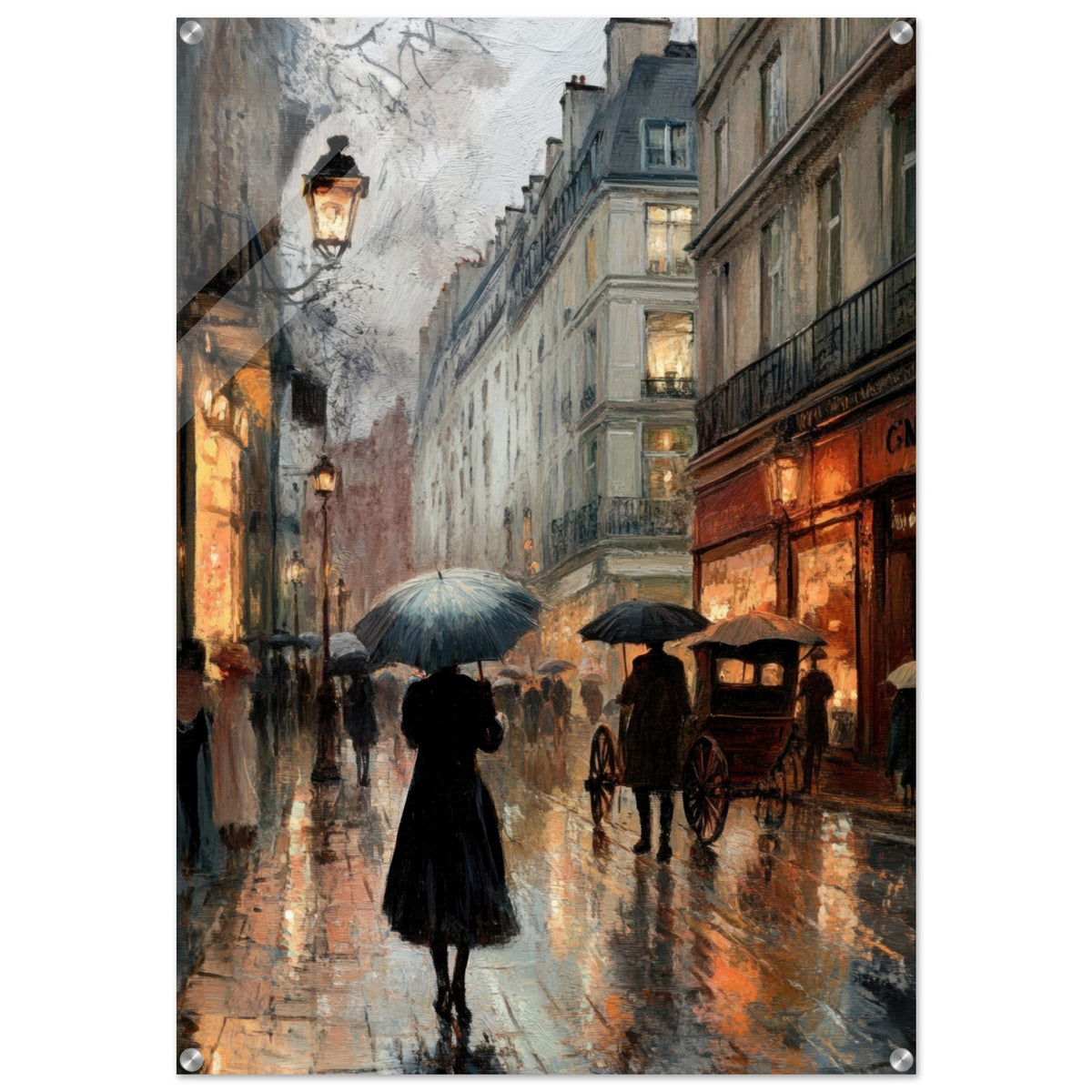 Urban Rain Scene A rainy Parisian street - Shop Ai Art WebShop - Digital Art online Store