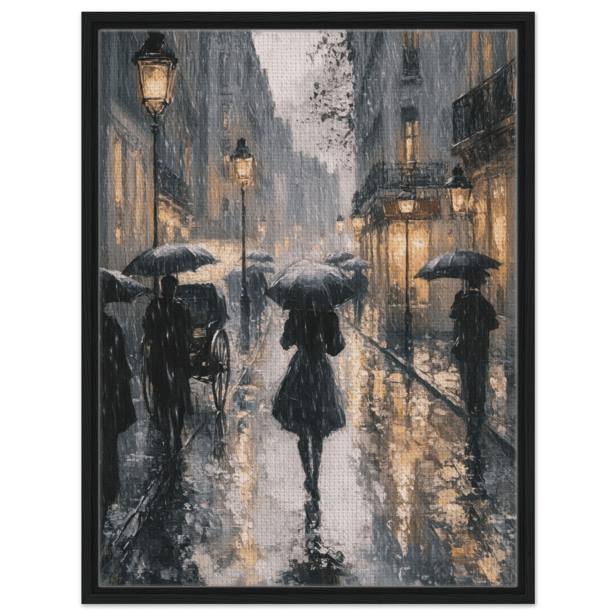 Urban Rain Scene A rainy Parisian street in the 3 - Shop Ai Art WebShop - Digital Art online Store