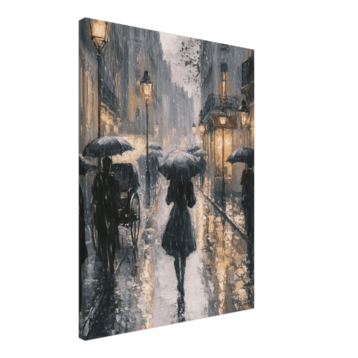 Urban Rain Scene A rainy Parisian street in the 3 - Shop Ai Art WebShop - Digital Art online Store