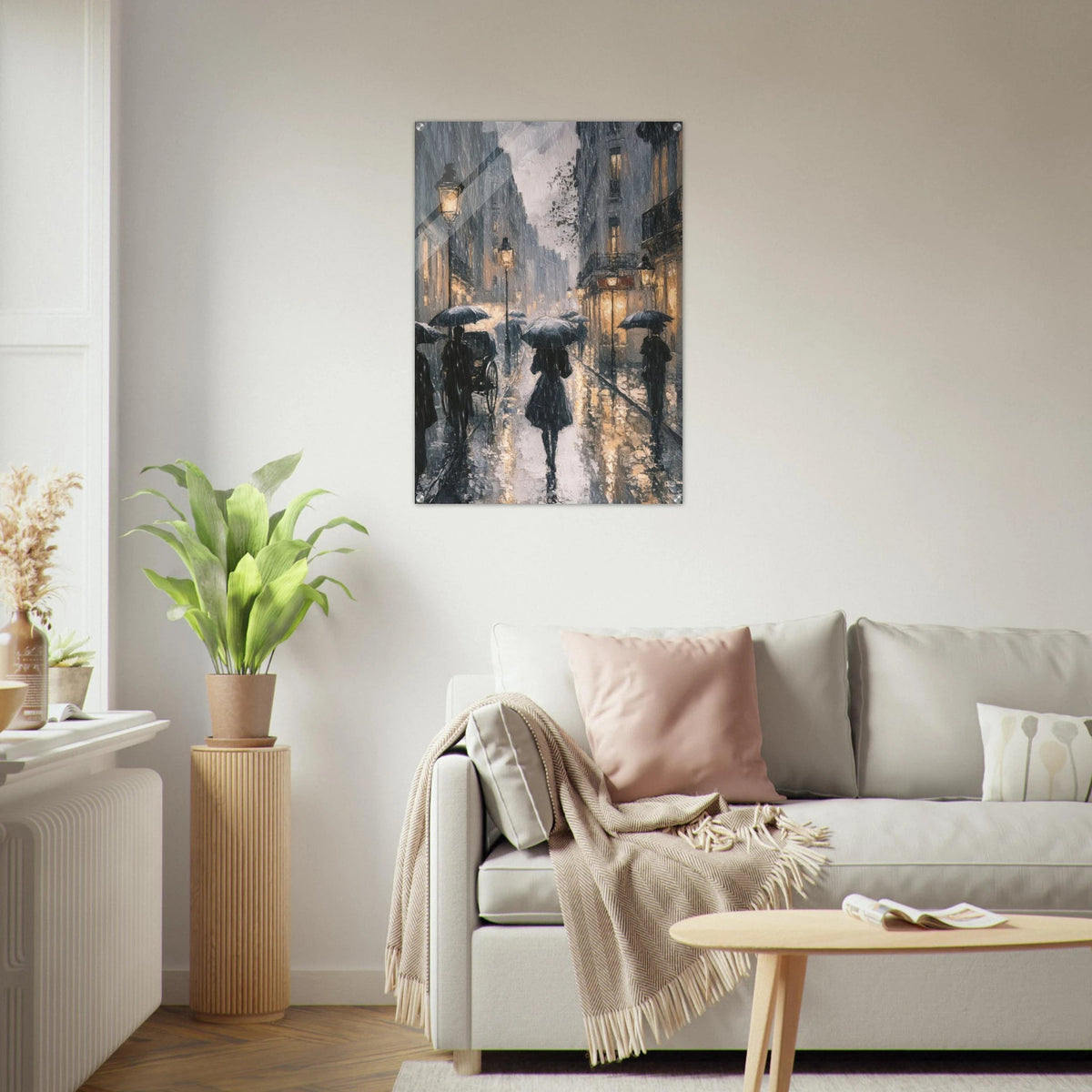 Urban Rain Scene A rainy Parisian street in the 3 - Shop Ai Art WebShop - Digital Art online Store