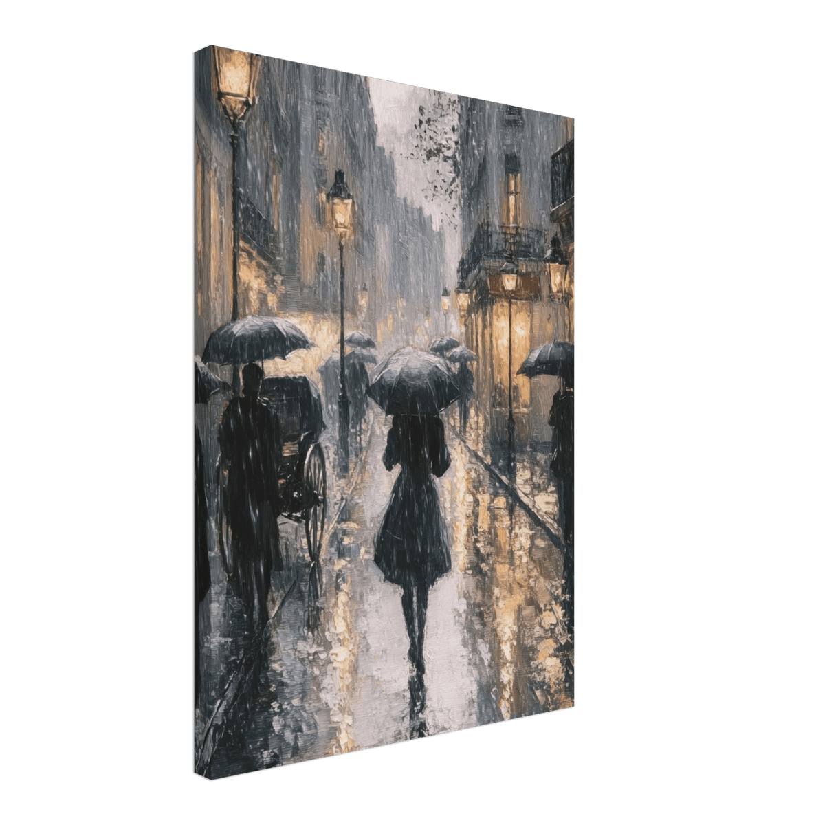 Urban Rain Scene A rainy Parisian street in the 3 - Shop Ai Art WebShop - Digital Art online Store