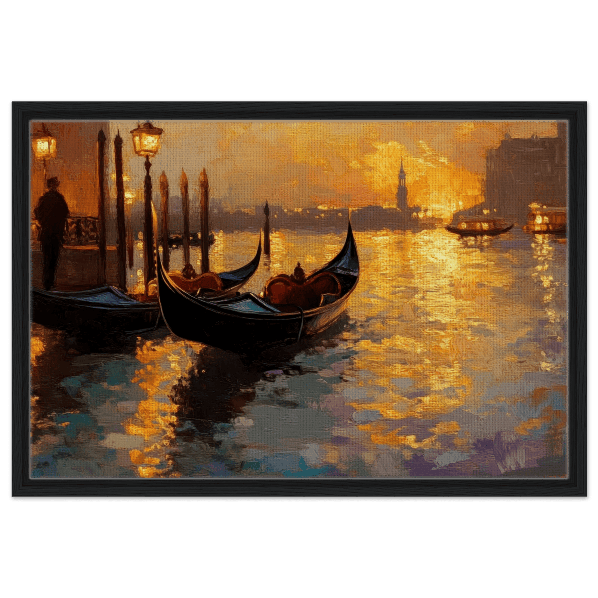 Venetian Gondolas at Dusk A romantic view - Shop Ai Art WebShop - Digital Art online Store