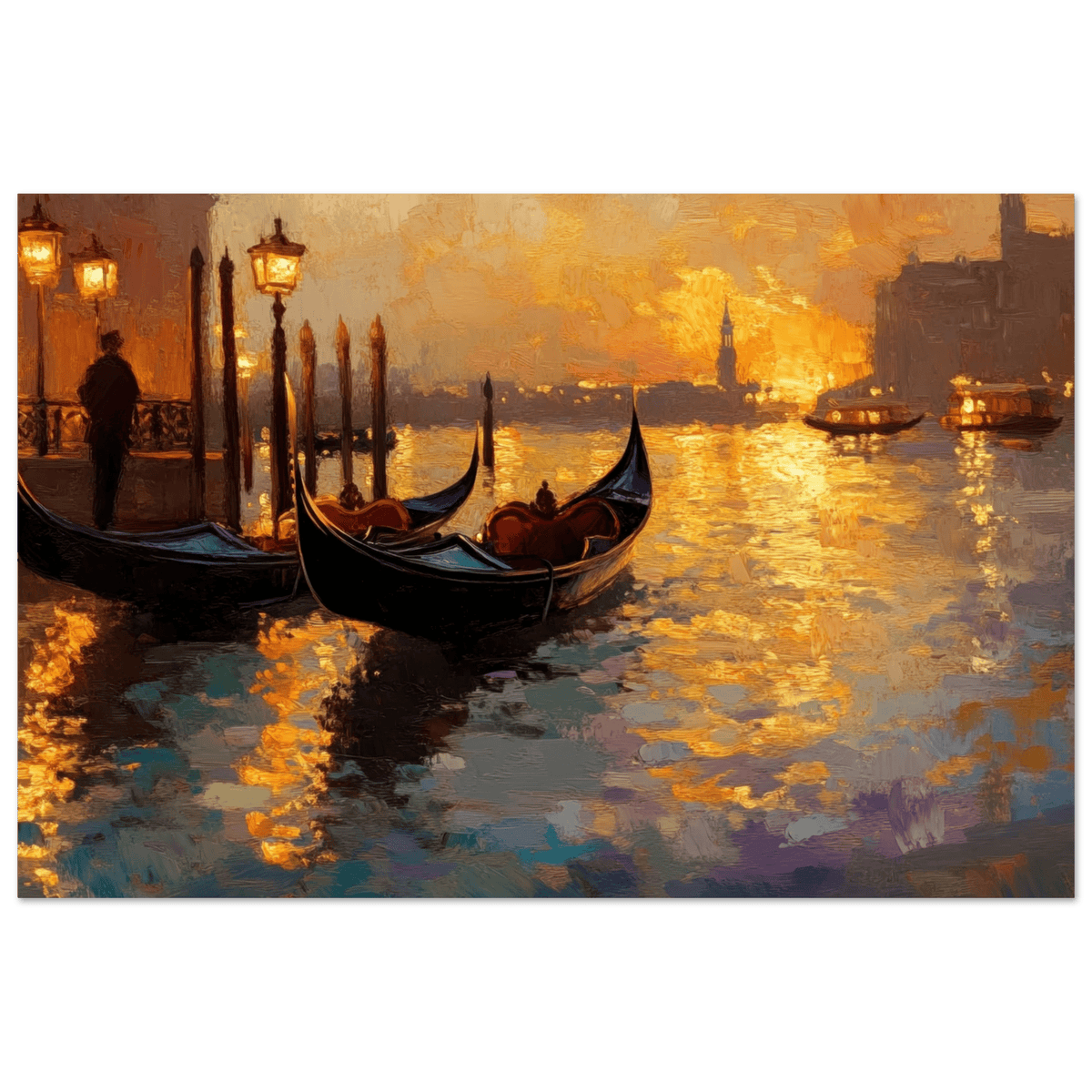 Venetian Gondolas at Dusk A romantic view - Shop Ai Art WebShop - Digital Art online Store