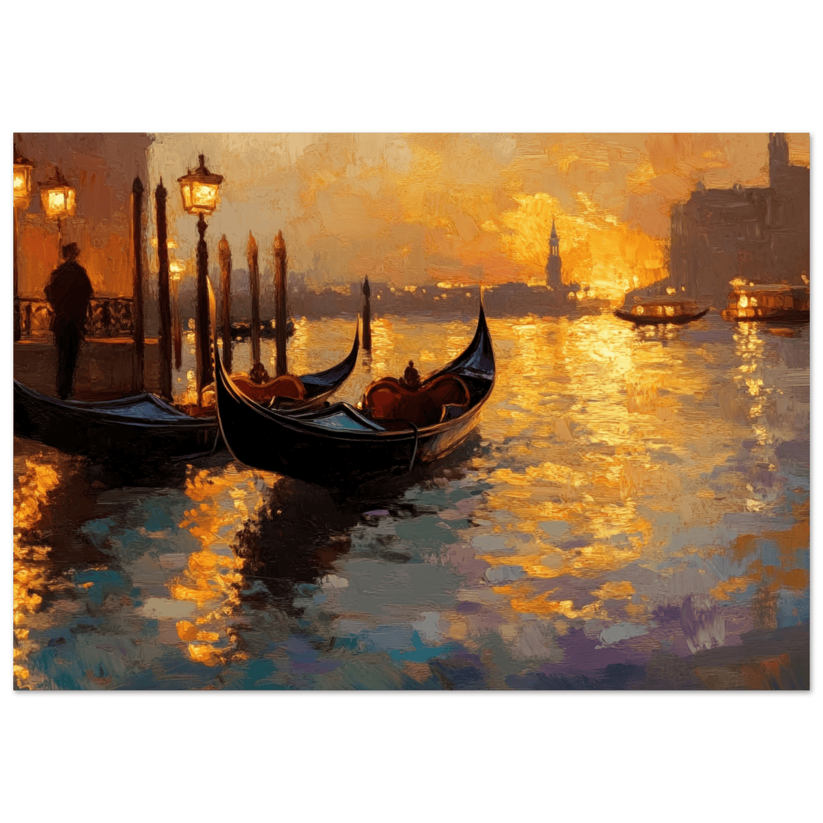 Venetian Gondolas at Dusk A romantic view - Shop Ai Art WebShop - Digital Art online Store
