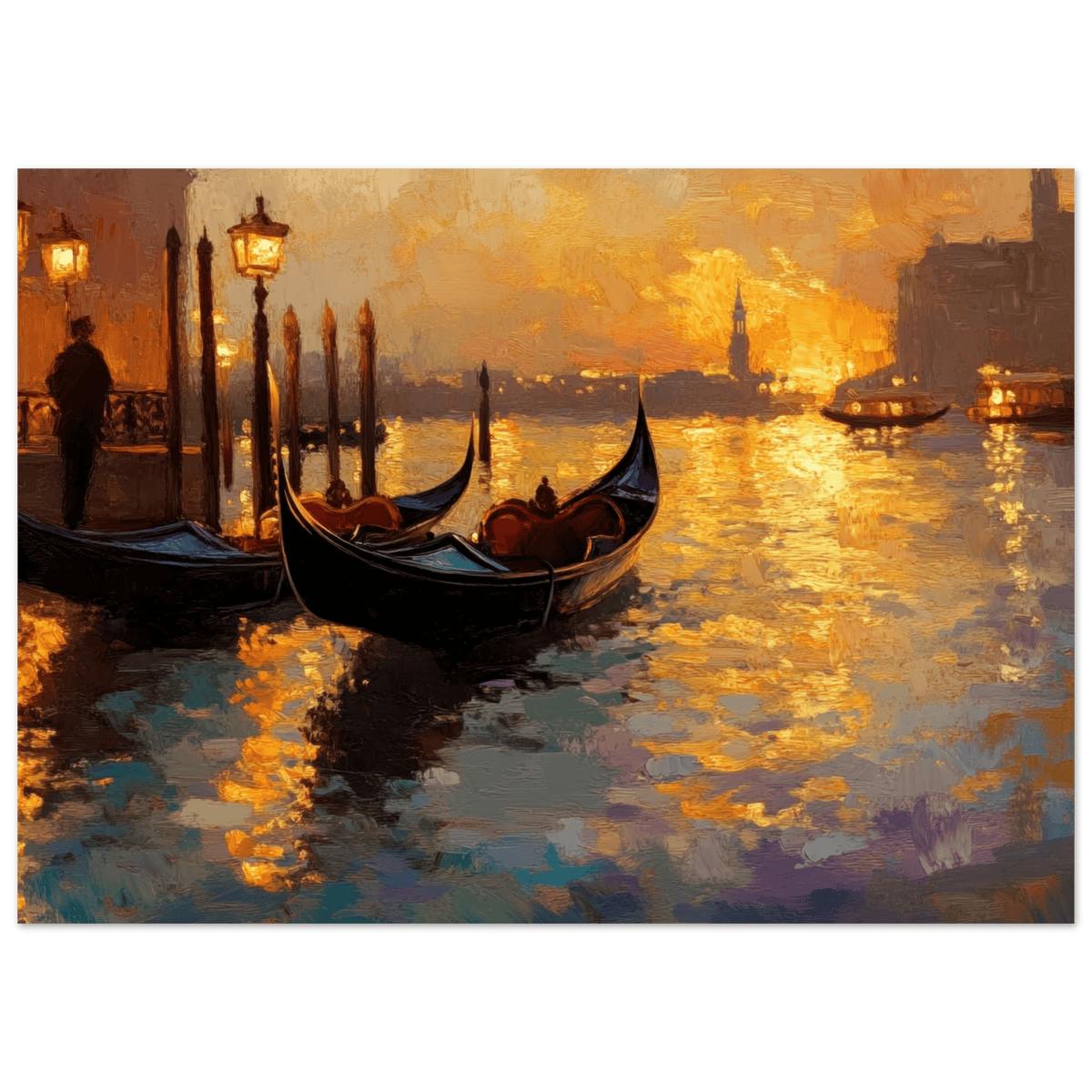 Venetian Gondolas at Dusk A romantic view - Shop Ai Art WebShop - Digital Art online Store