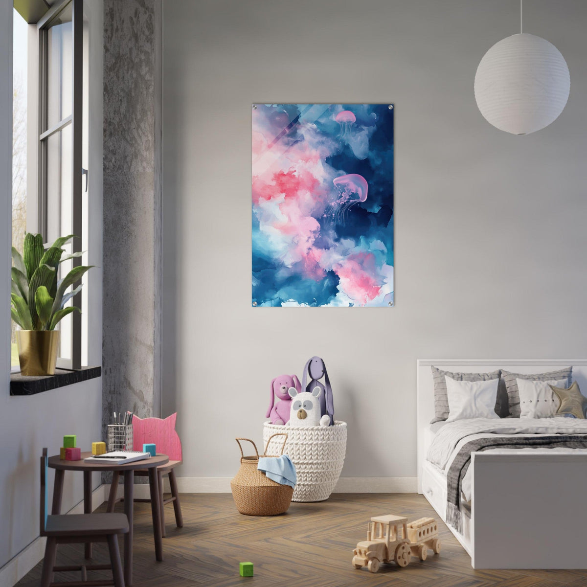 Watercolor Jellyfish Drift Graceful jellyfish - Shop Ai Art WebShop - Digital Art online Store