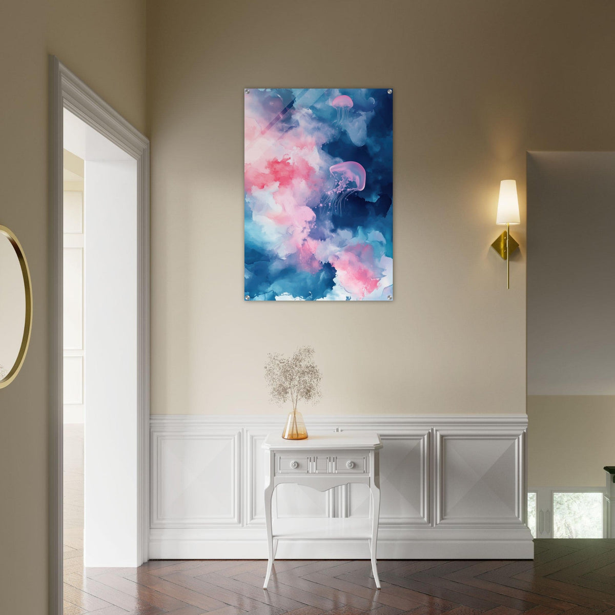 Watercolor Jellyfish Drift Graceful jellyfish - Shop Ai Art WebShop - Digital Art online Store