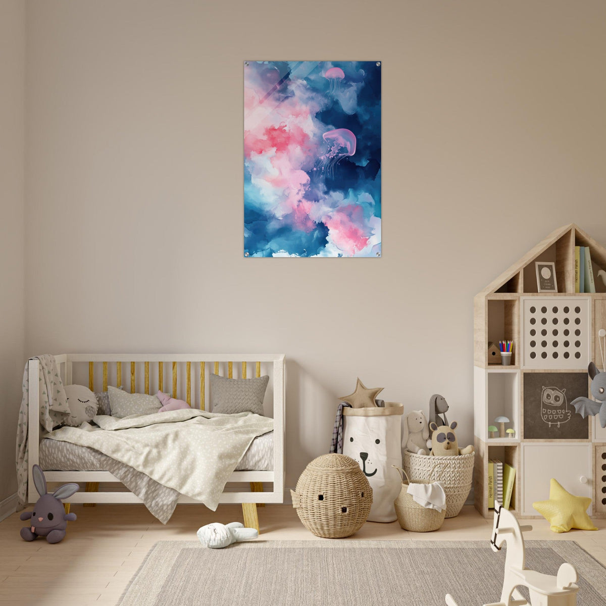 Watercolor Jellyfish Drift Graceful jellyfish - Shop Ai Art WebShop - Digital Art online Store