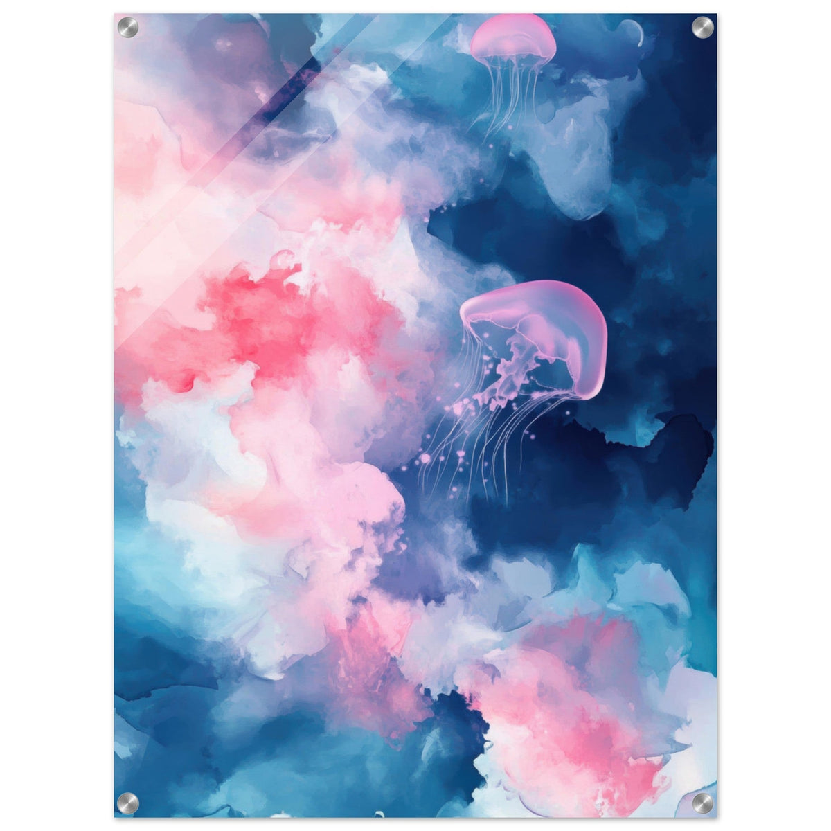 Watercolor Jellyfish Drift Graceful jellyfish - Shop Ai Art WebShop - Digital Art online Store
