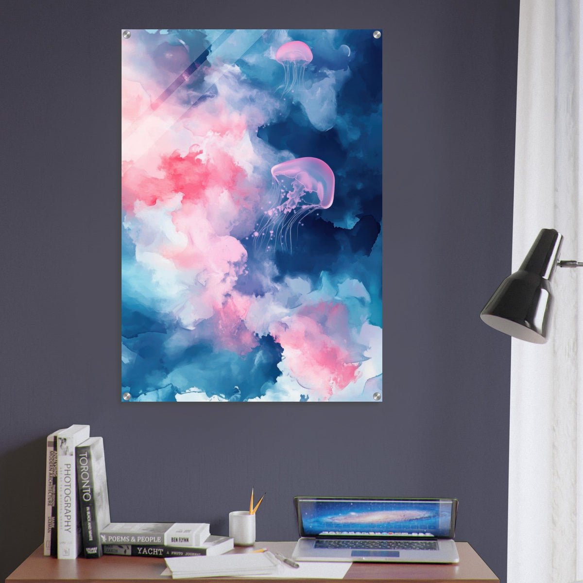 Watercolor Jellyfish Drift Graceful jellyfish - Shop Ai Art WebShop - Digital Art online Store