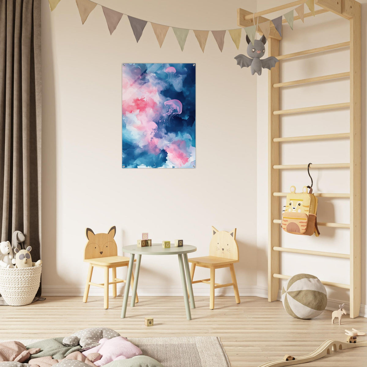 Watercolor Jellyfish Drift Graceful jellyfish - Shop Ai Art WebShop - Digital Art online Store