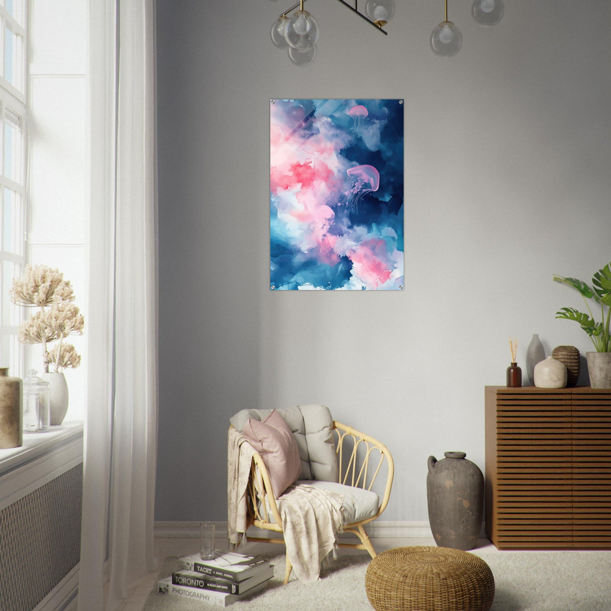 Watercolor Jellyfish Drift Graceful jellyfish - Shop Ai Art WebShop - Digital Art online Store