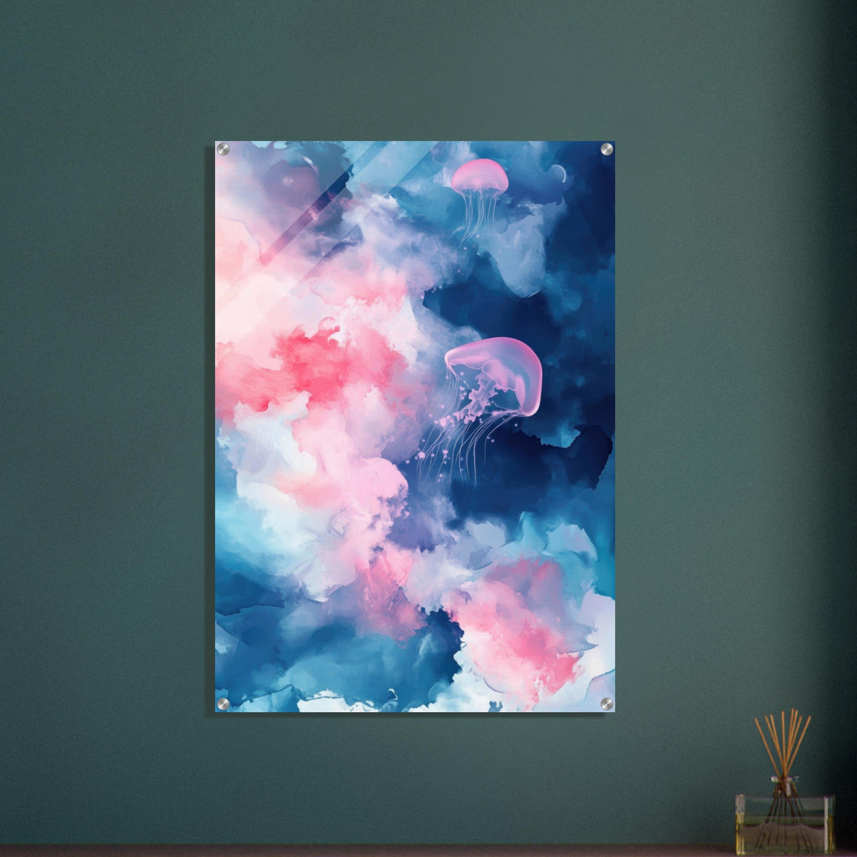 Watercolor Jellyfish Drift Graceful jellyfish - Shop Ai Art WebShop - Digital Art online Store
