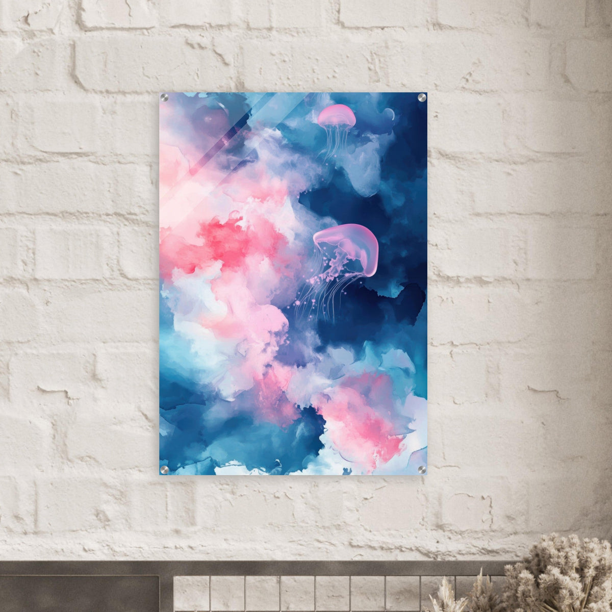 Watercolor Jellyfish Drift Graceful jellyfish - Shop Ai Art WebShop - Digital Art online Store