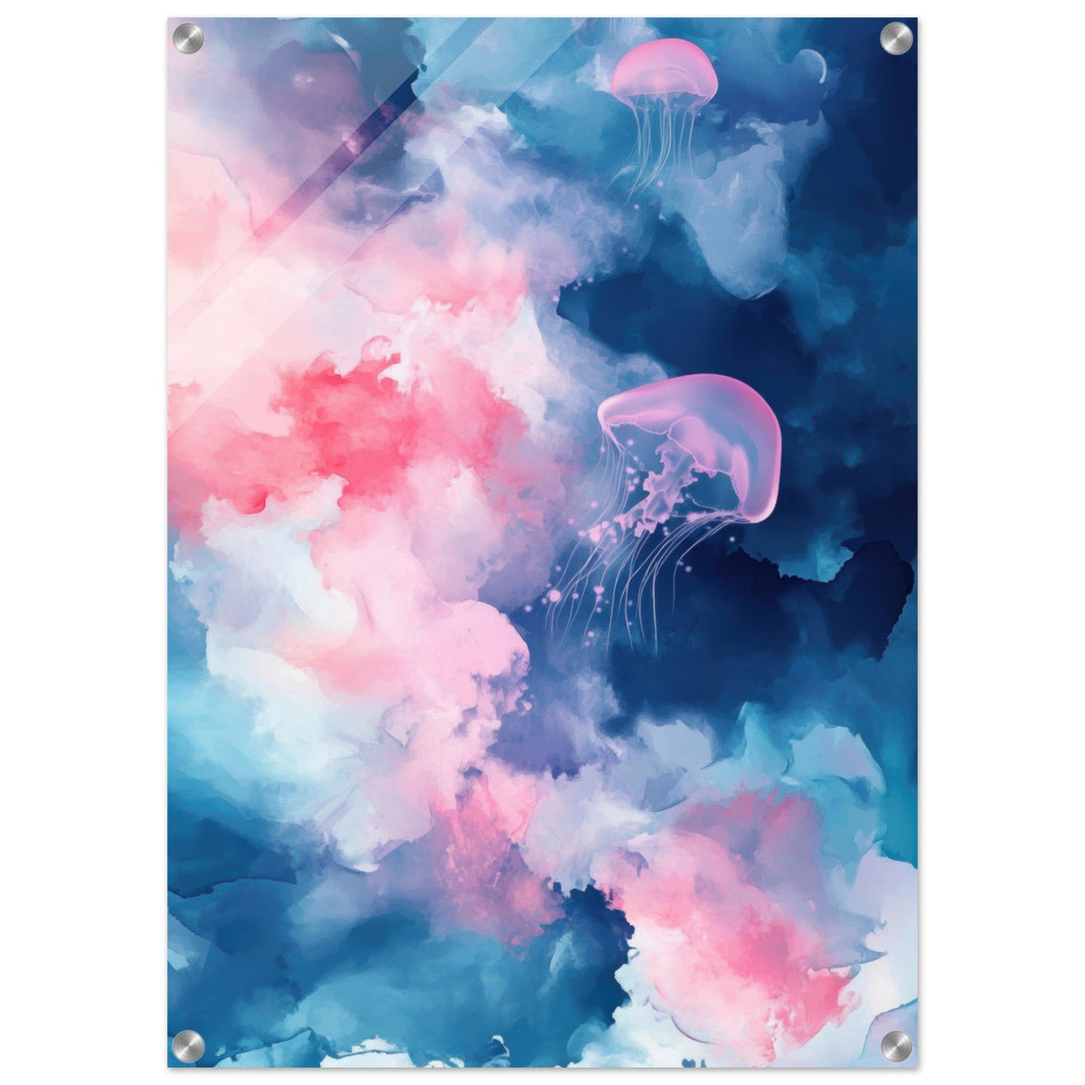 Watercolor Jellyfish Drift Graceful jellyfish - Shop Ai Art WebShop - Digital Art online Store