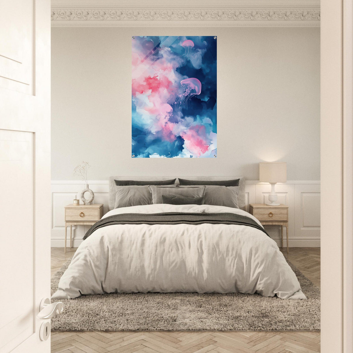 Watercolor Jellyfish Drift Graceful jellyfish - Shop Ai Art WebShop - Digital Art online Store