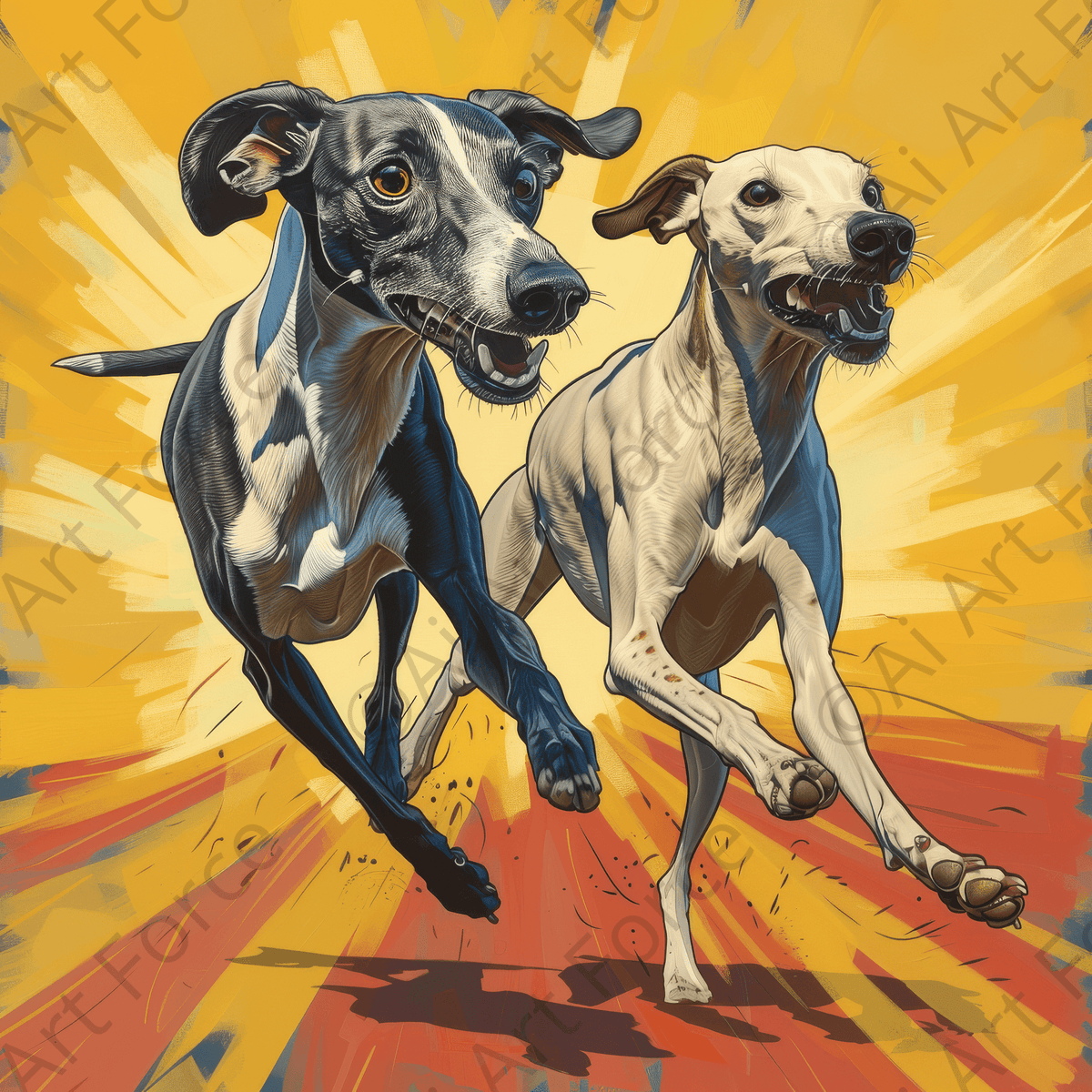 Whippets love playing 4 - Shop Ai Art WebShop - Digital Art online Store
