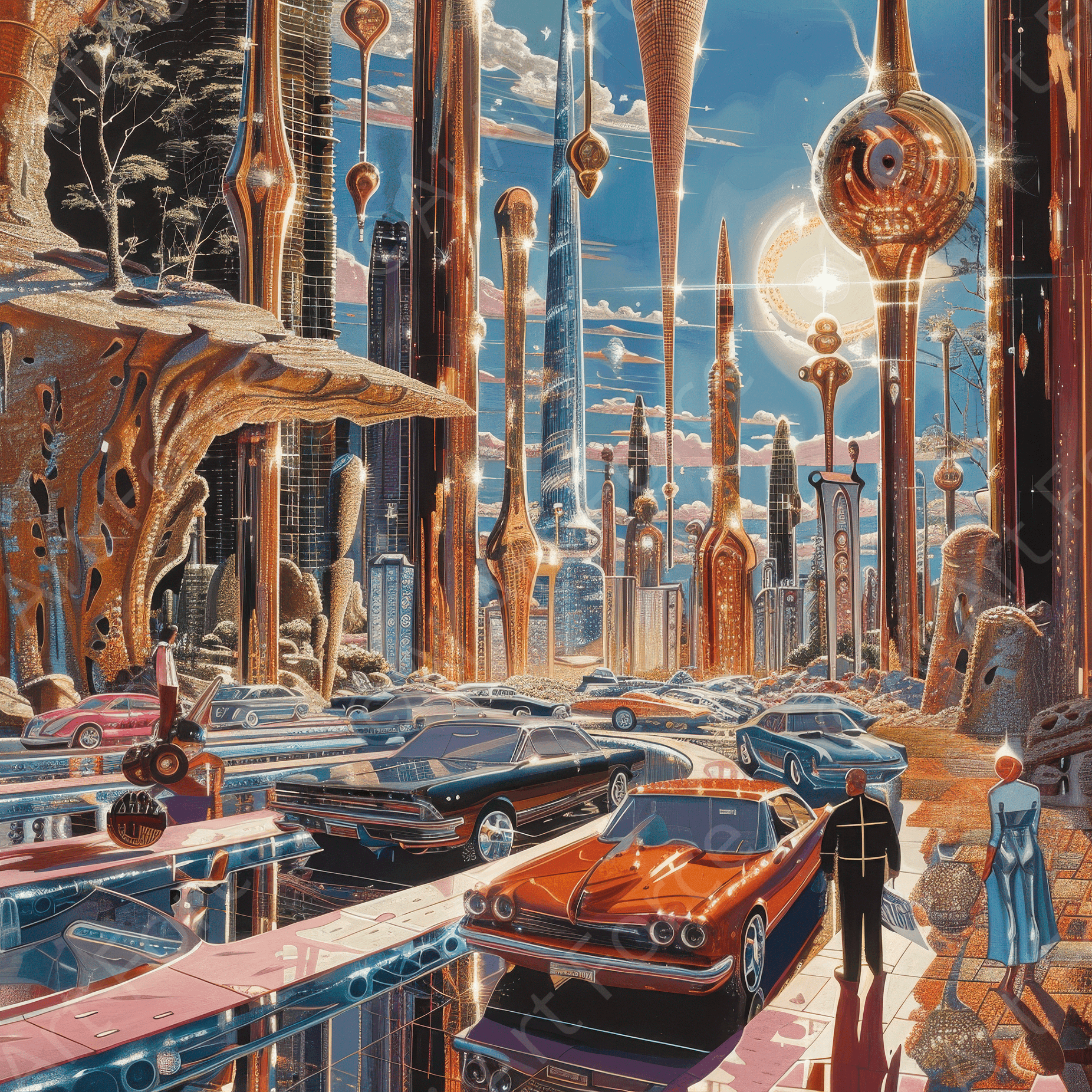 Digital Ai Artwork, of A Chrome World 2, ideal for art enthusiasts and collectors.