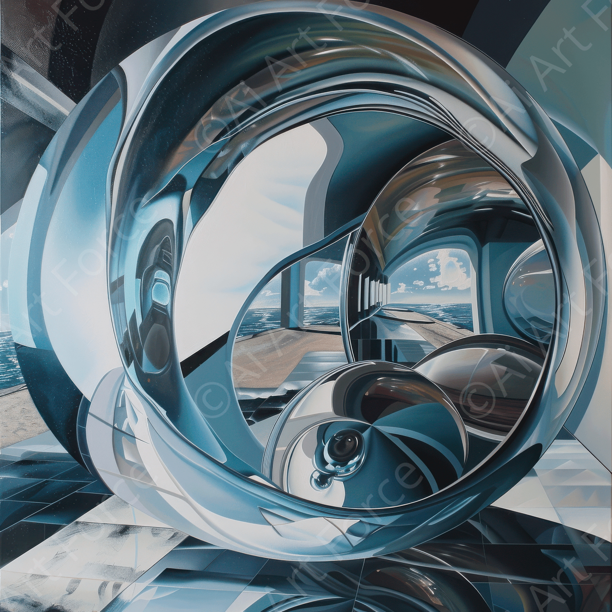 Digital Ai Artwork, of Abstract Mirrors 4, ideal for art enthusiasts and collectors.