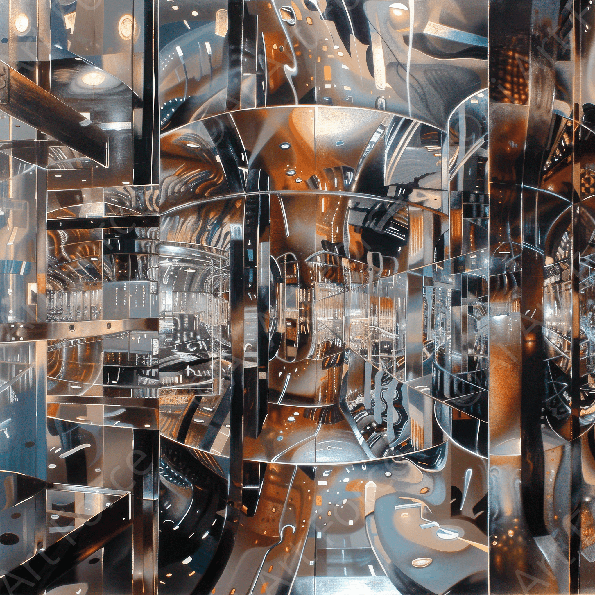 Digital Ai Artwork, of Abstract Mirrors, ideal for art enthusiasts and collectors.