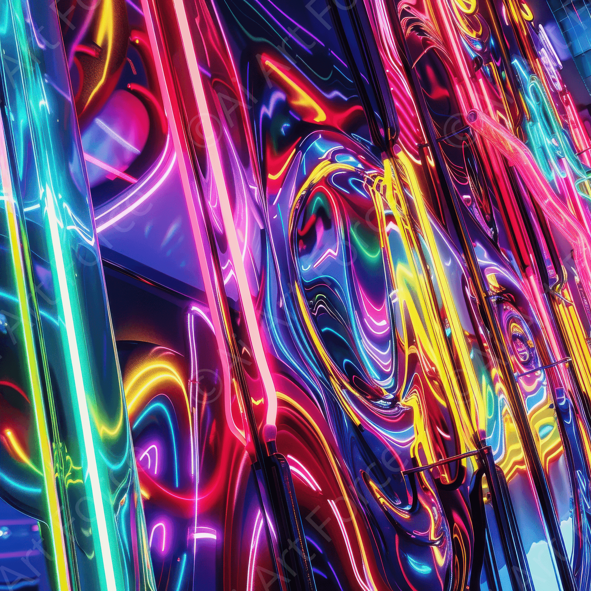Digital Ai Artwork, of Abstract Neon, ideal for art enthusiasts and collectors.