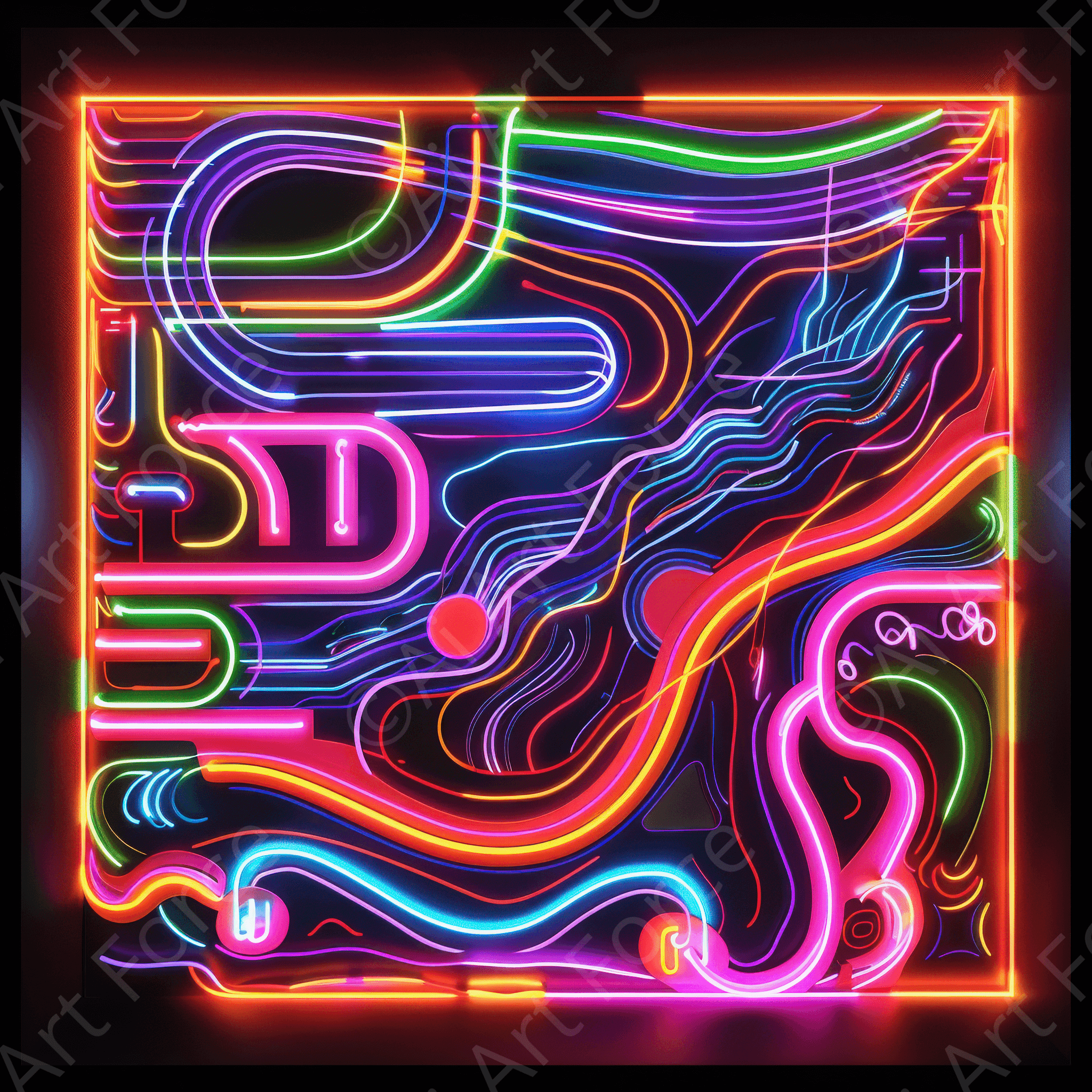 Digital Ai Artwork, of Abstract Neon 2, ideal for art enthusiasts and collectors.