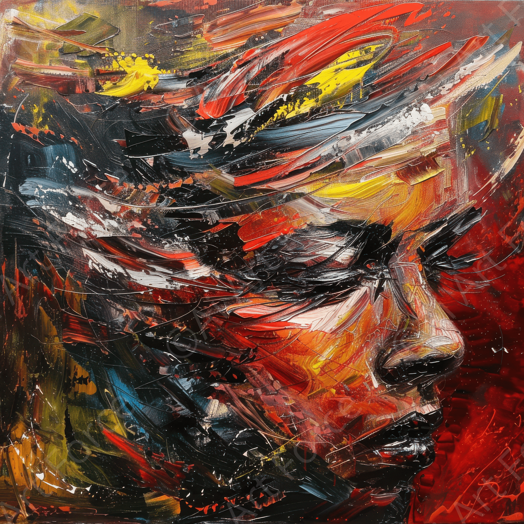 Digital Ai Artwork, of Abstract art inside the head off a serial killer, ideal for art enthusiasts and collectors.