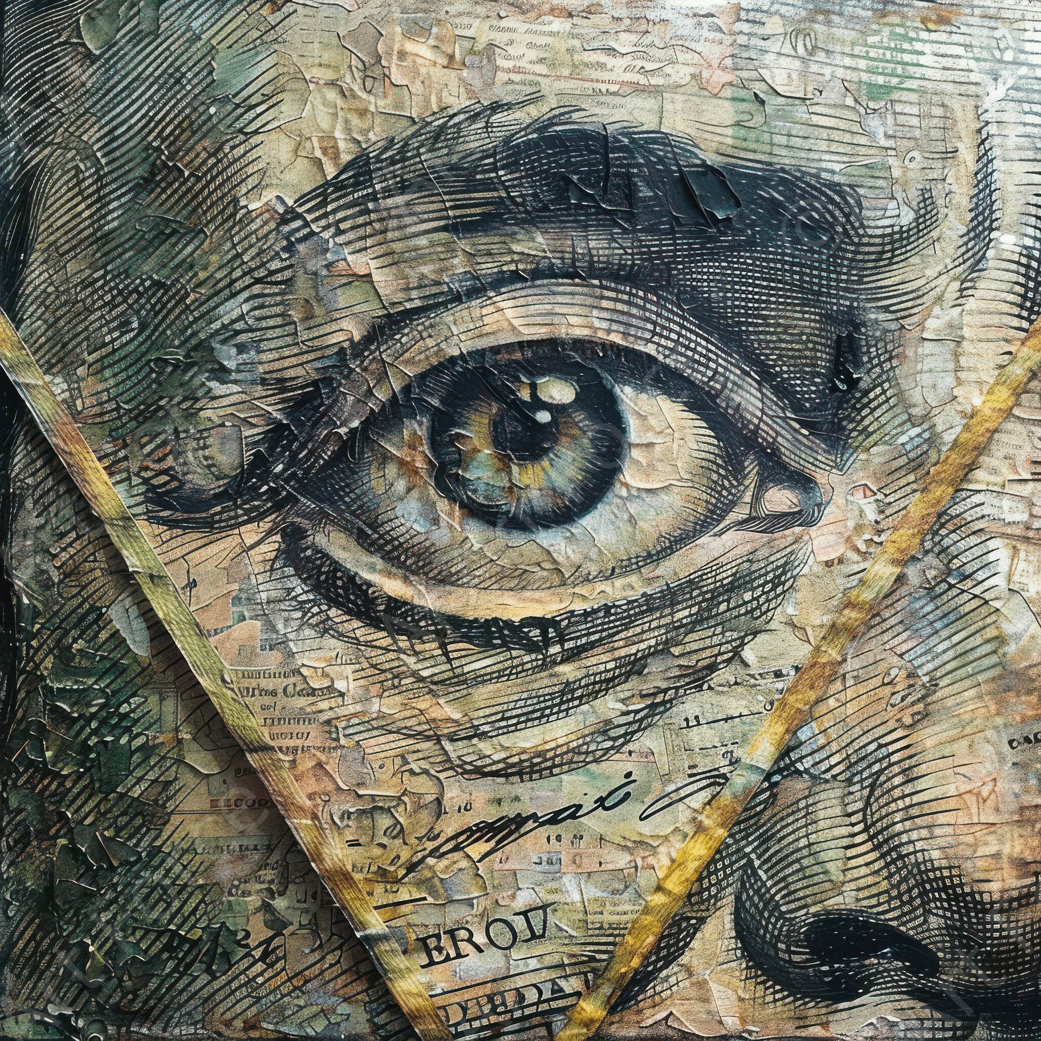 Digital Ai Artwork, of All seeing eye in a 1 dollar bill abstract art, ideal for art enthusiasts and collectors.