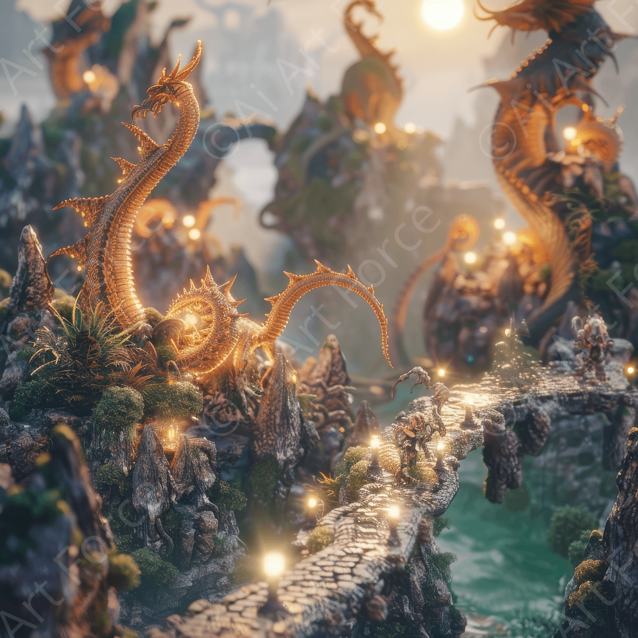 Digital Ai Artwork, of Amazing fantasy world with fantasy creatures 55m 3, ideal for art enthusiasts and collectors.