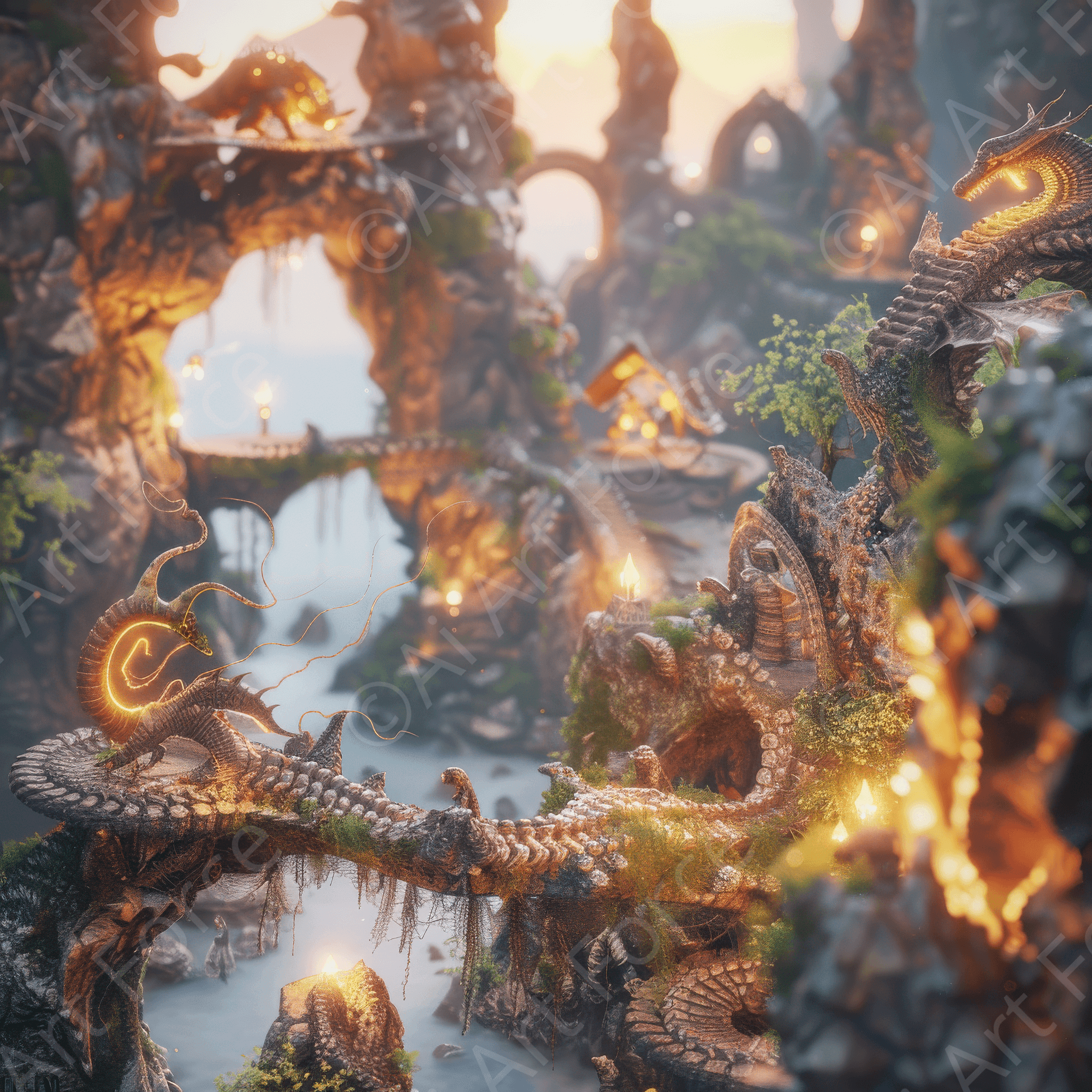 Digital Ai Artwork, of Amazing fantasy world with fantasy creatures 55m 4, ideal for art enthusiasts and collectors.