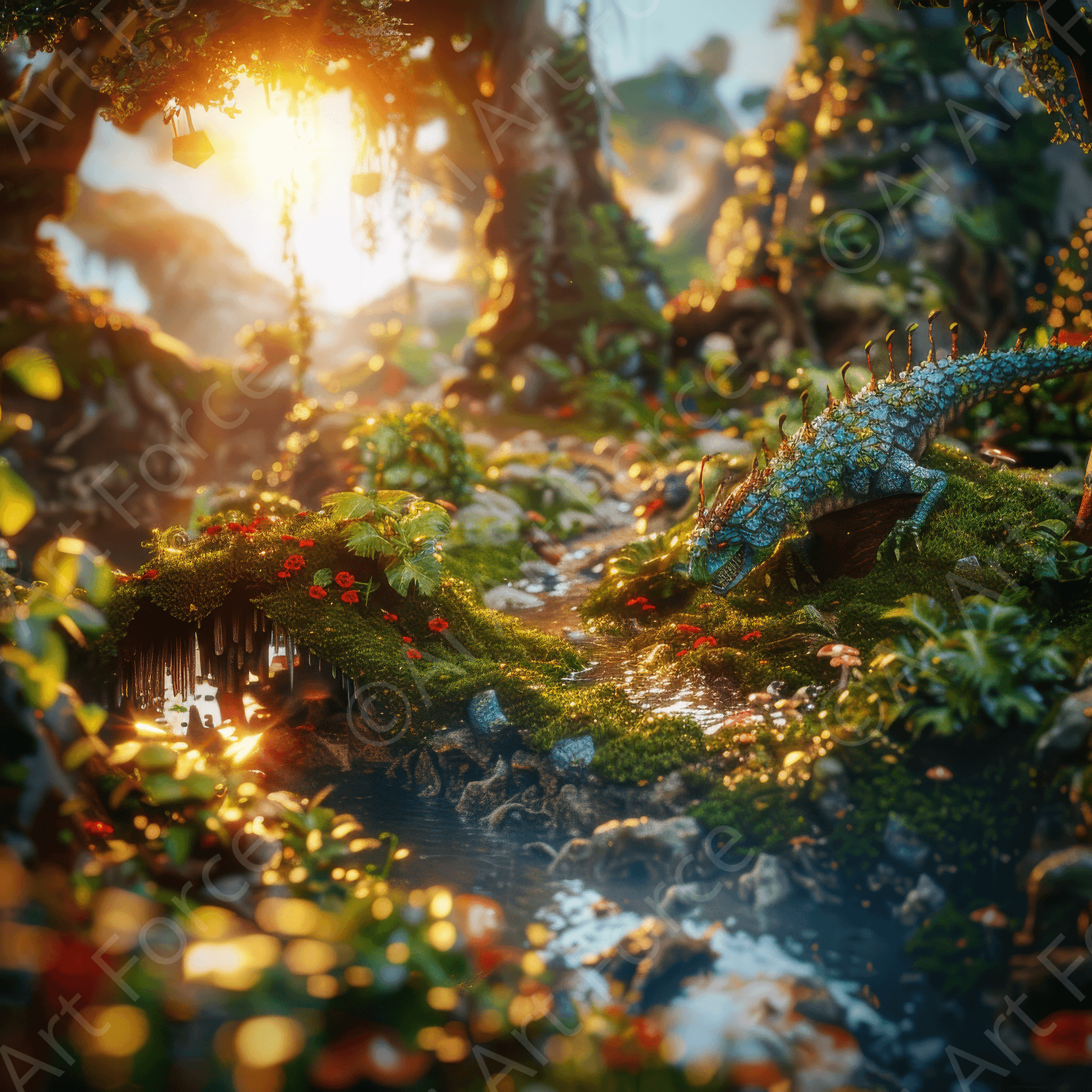 Digital Ai Artwork, of Amazing fantasy world with fantasy creatures 55m 5, ideal for art enthusiasts and collectors.