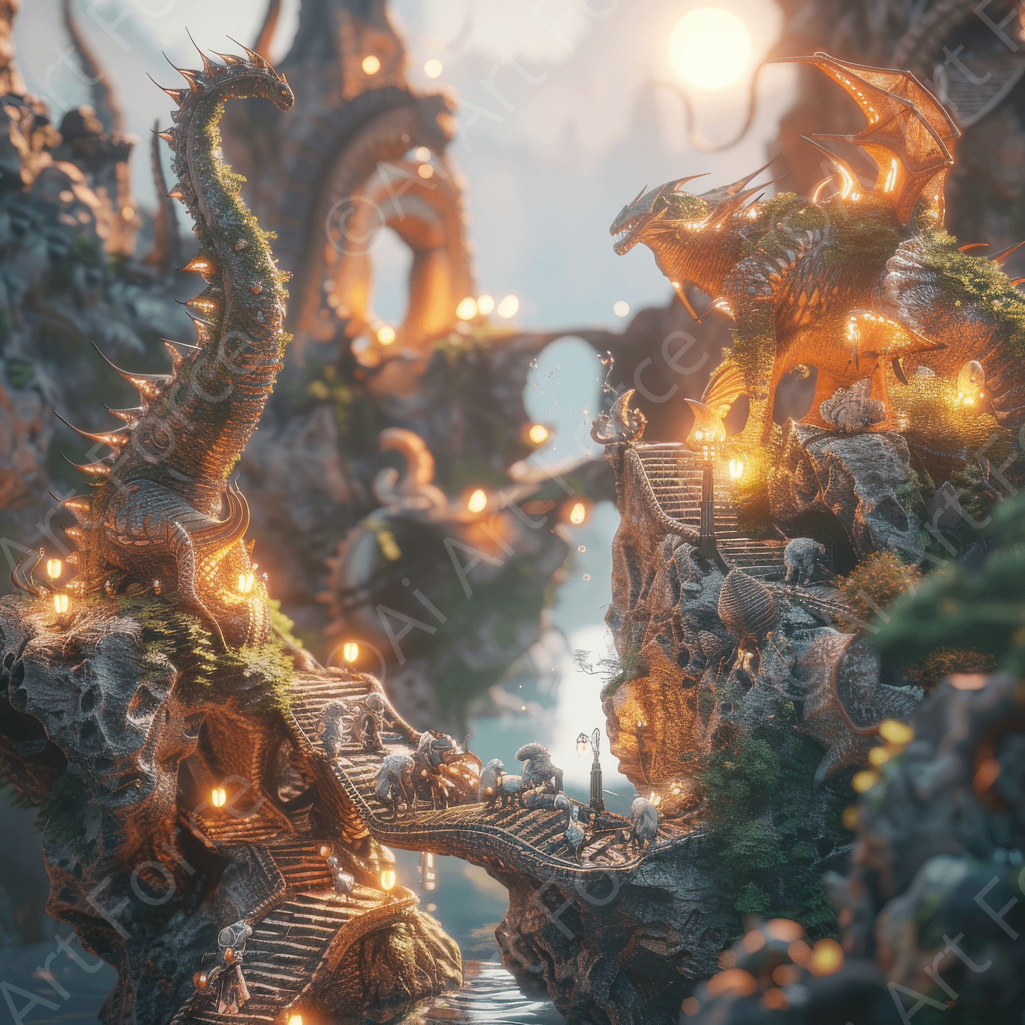 Digital Ai Artwork, of Amazing fantasy world with fantasy creatures 55m 6, ideal for art enthusiasts and collectors.