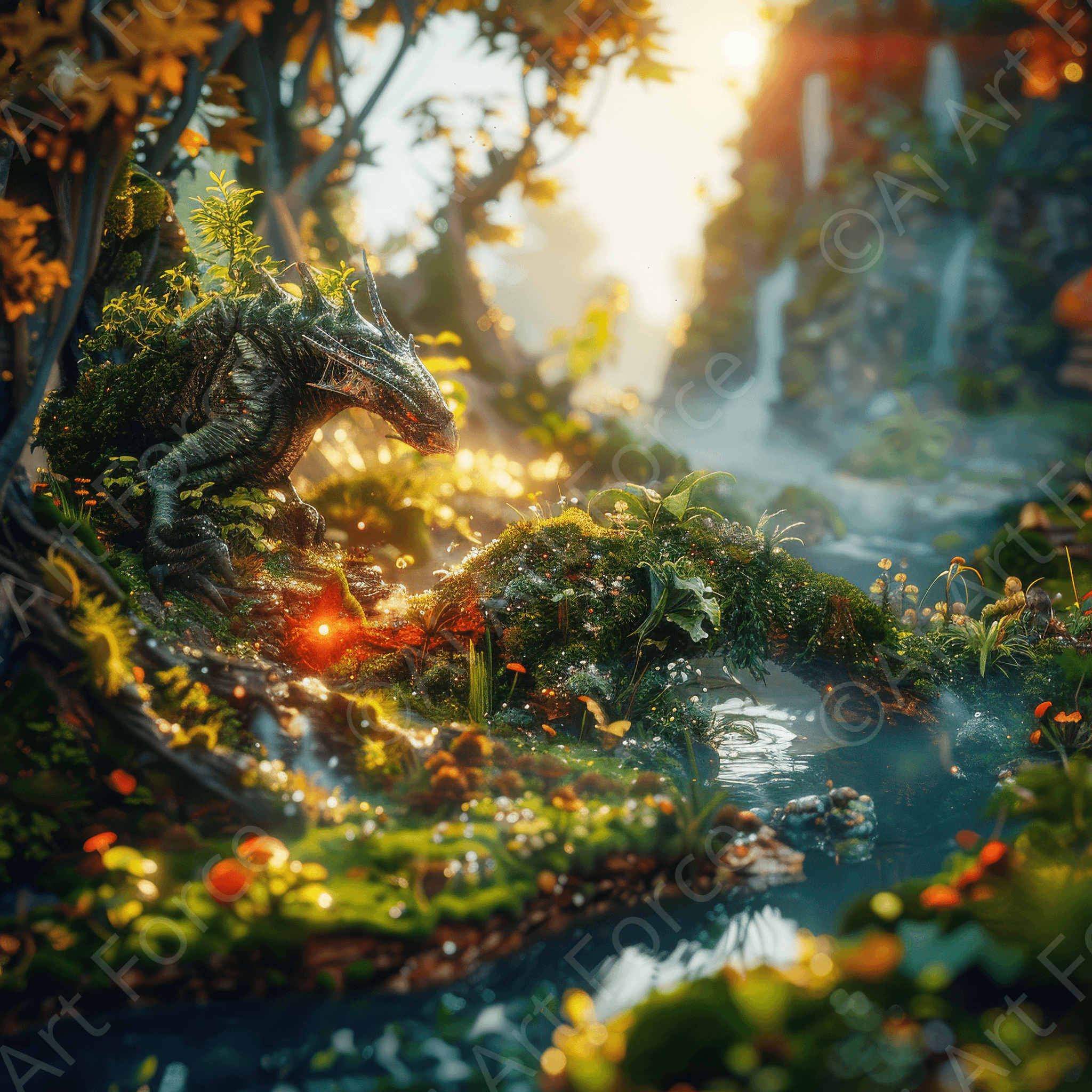 Digital Ai Artwork, of Amazing fantasy world with fantasy creatures 55m 8, ideal for art enthusiasts and collectors.