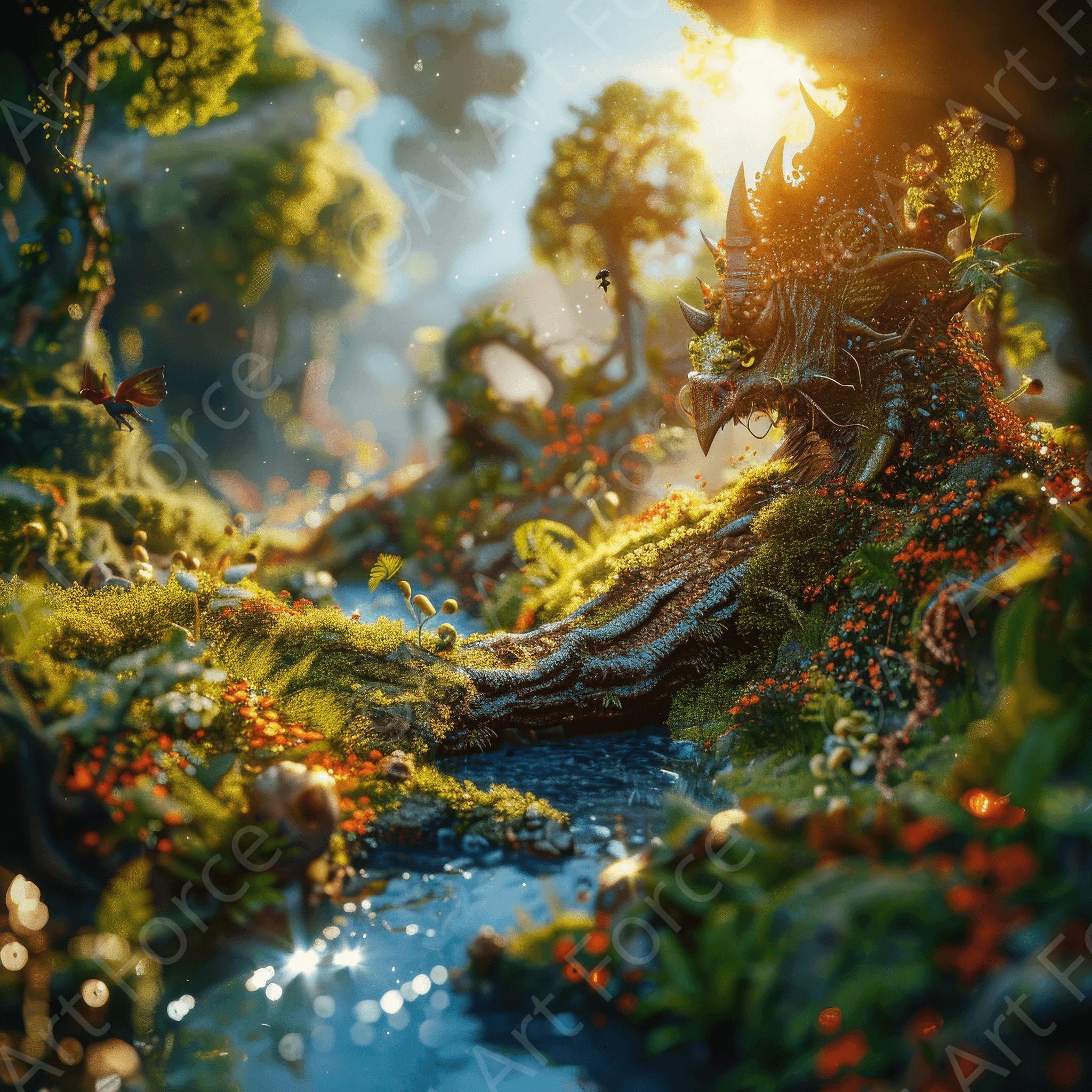 Digital Ai Artwork, of Amazing fantasy world with fantasy creatures 55m 9, ideal for art enthusiasts and collectors.